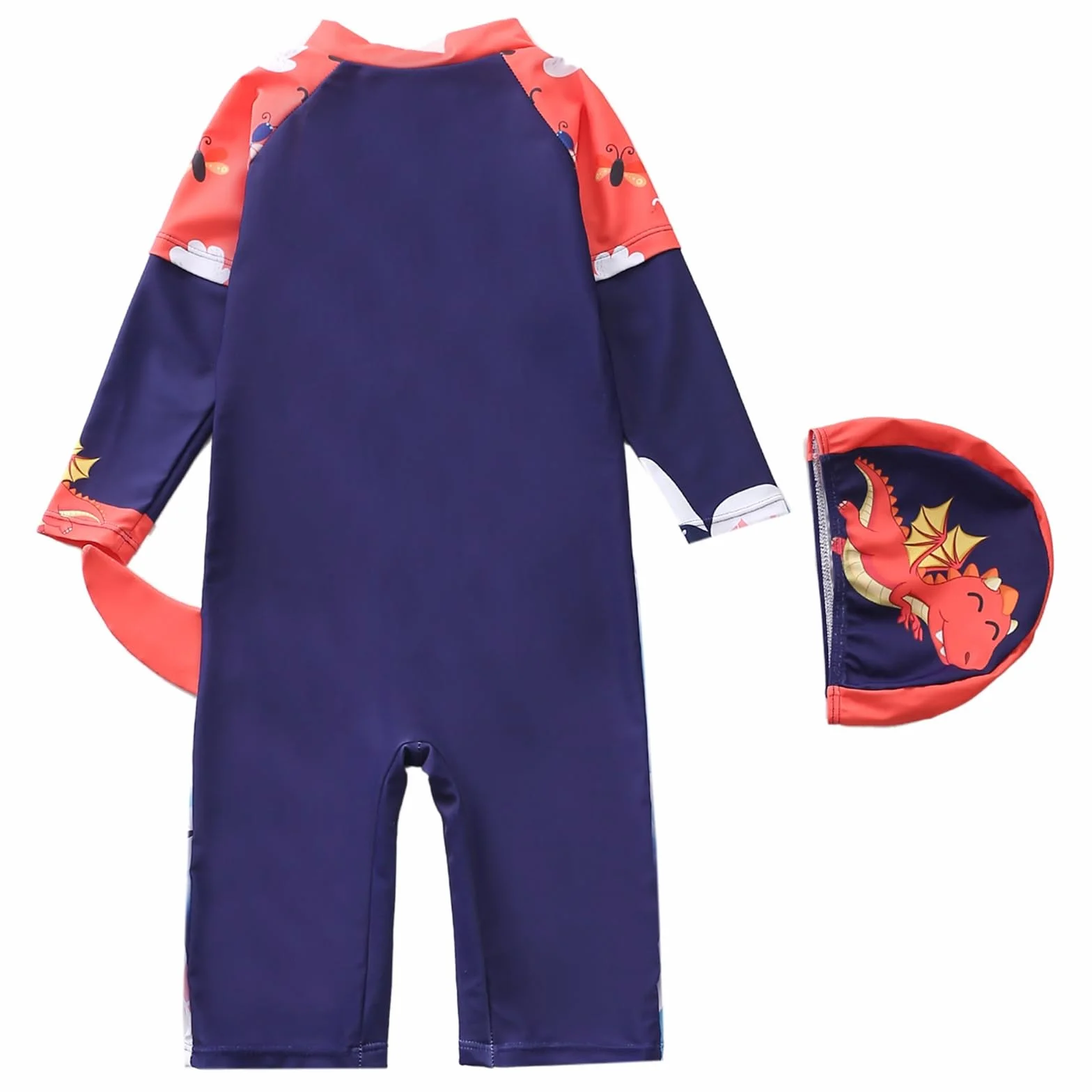 Bañador Niño 3D Cola Dinosaurio Traje Baño Manga Larga Protección Solar UPF 50+