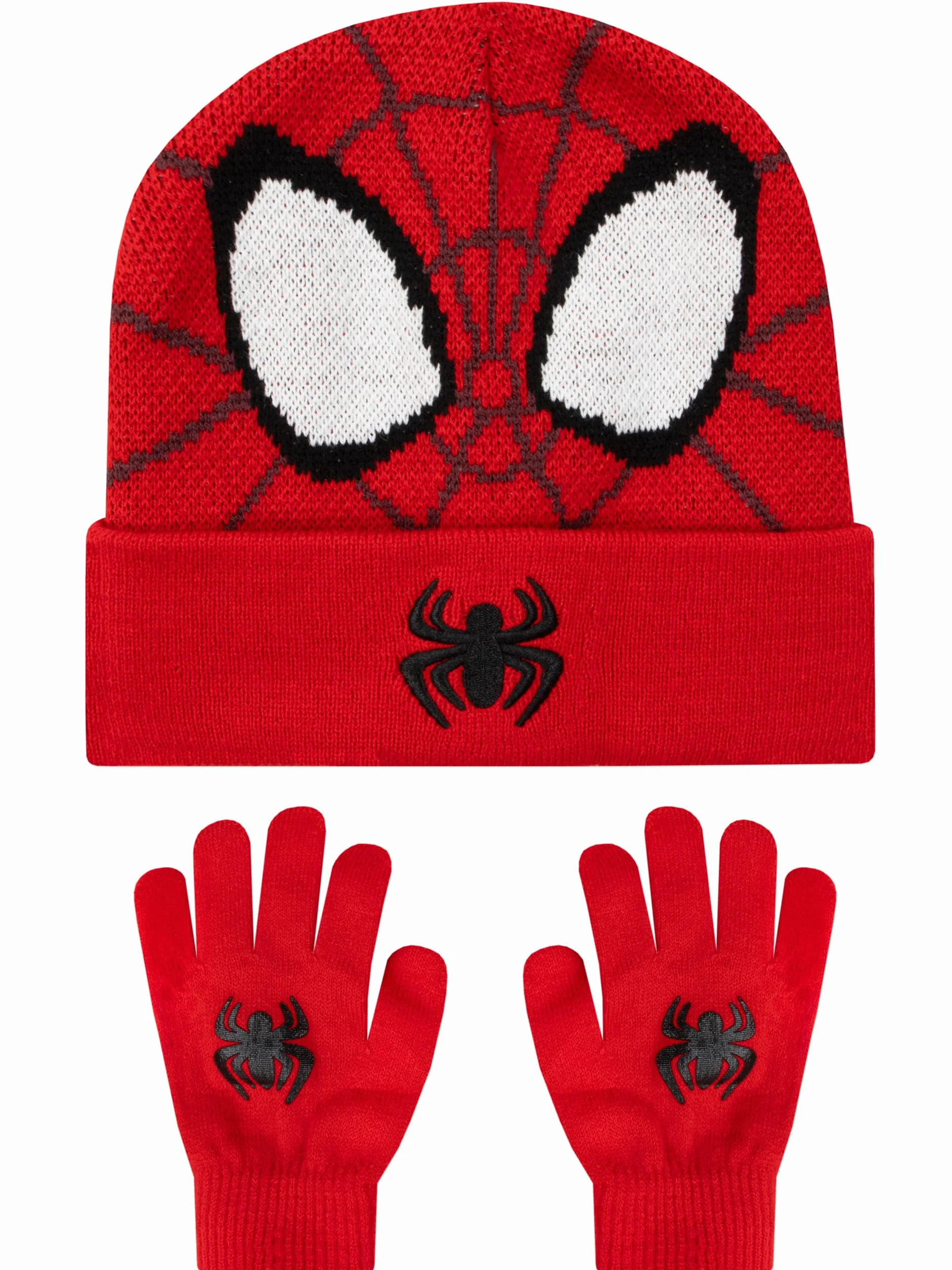 Marvel Spiderman Set Guantes y Gorra para Niños Invierno Rojo Talla Única