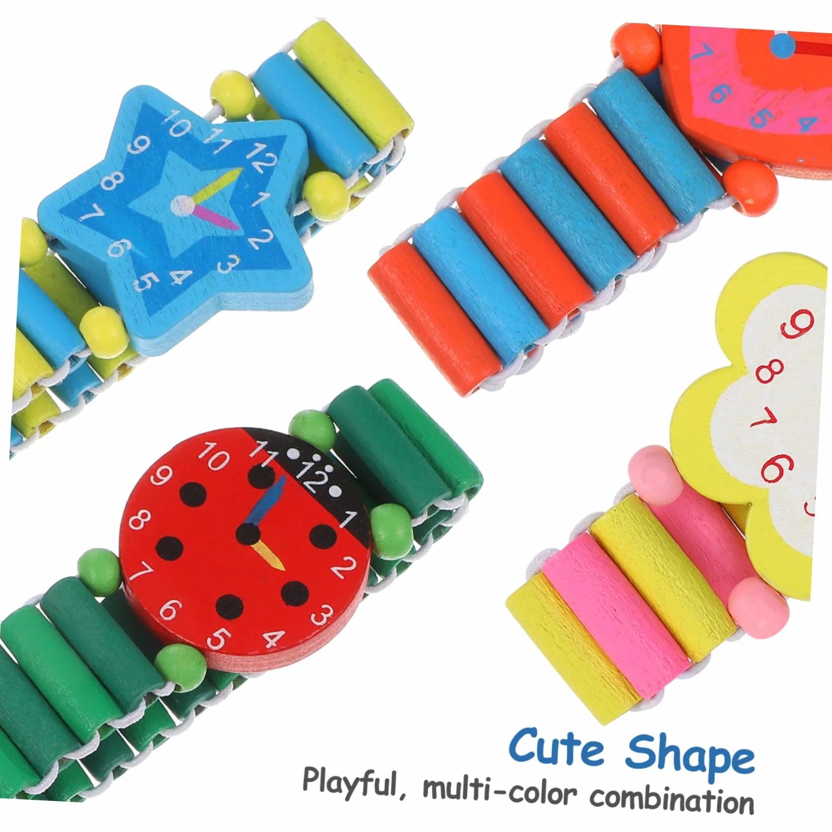 Holibanna 4 Piezas Reloj de Madera para Pulsera de Dibujos Animados Juguete Creativo