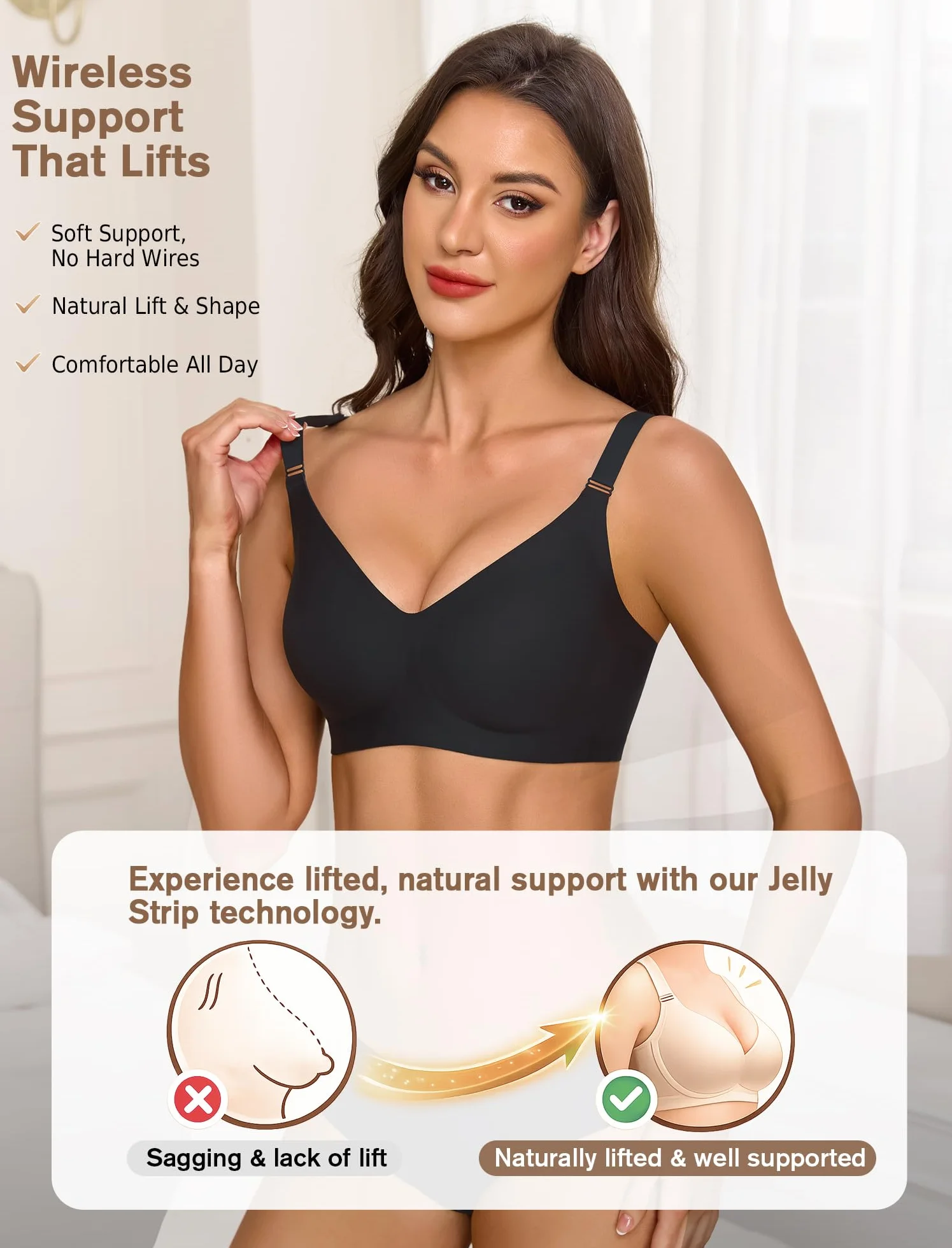 EIISSION Sujetador sin Aros Mujer Reductor Push Up Cómodo Talla Grande Invisible Diario Bralette sin Costuras