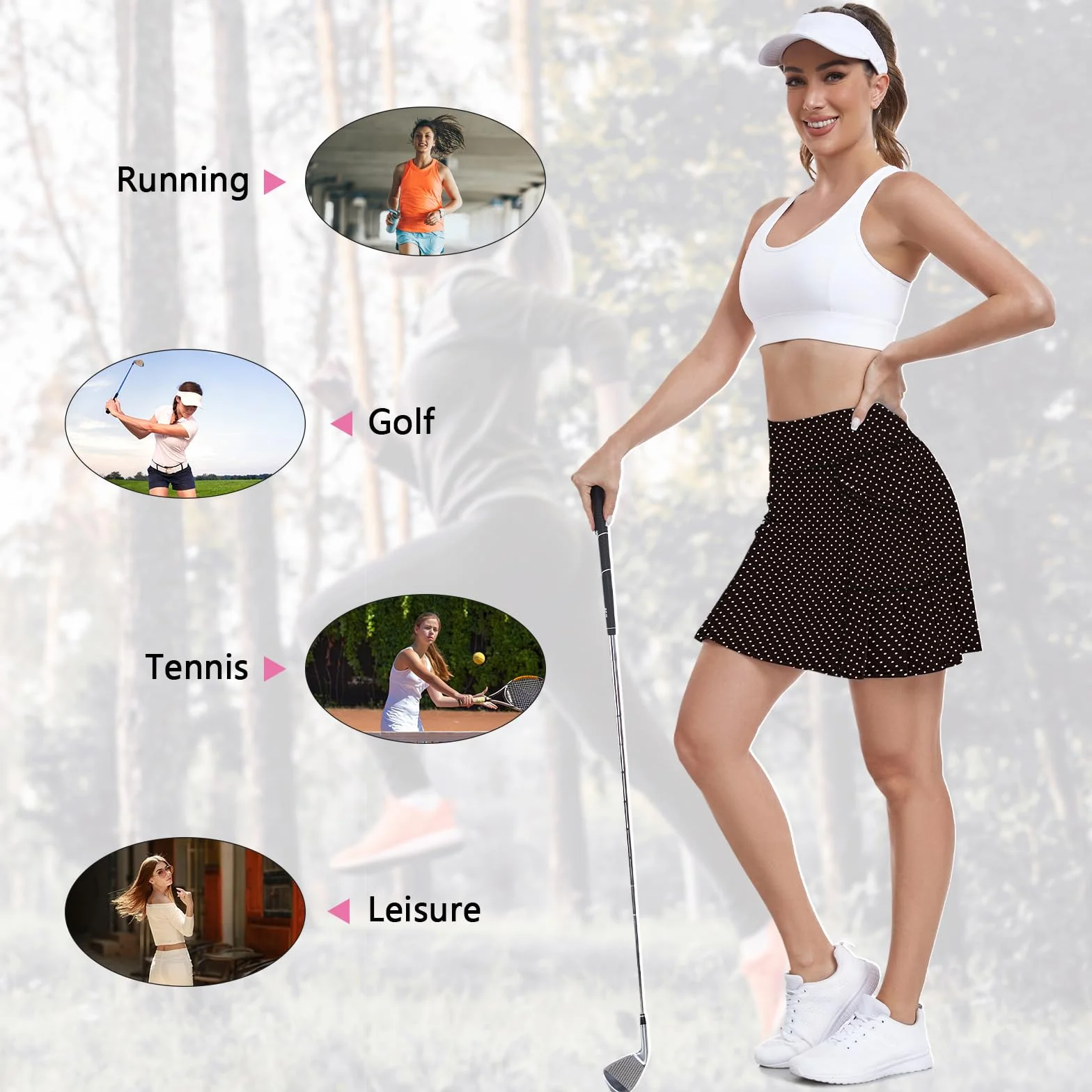 WOWENY Falda Pantalon Mujer Deporte Padel Cortas con Bolsillos Skorts Golf Plisada Respirable para Caminata Bádminton Verano