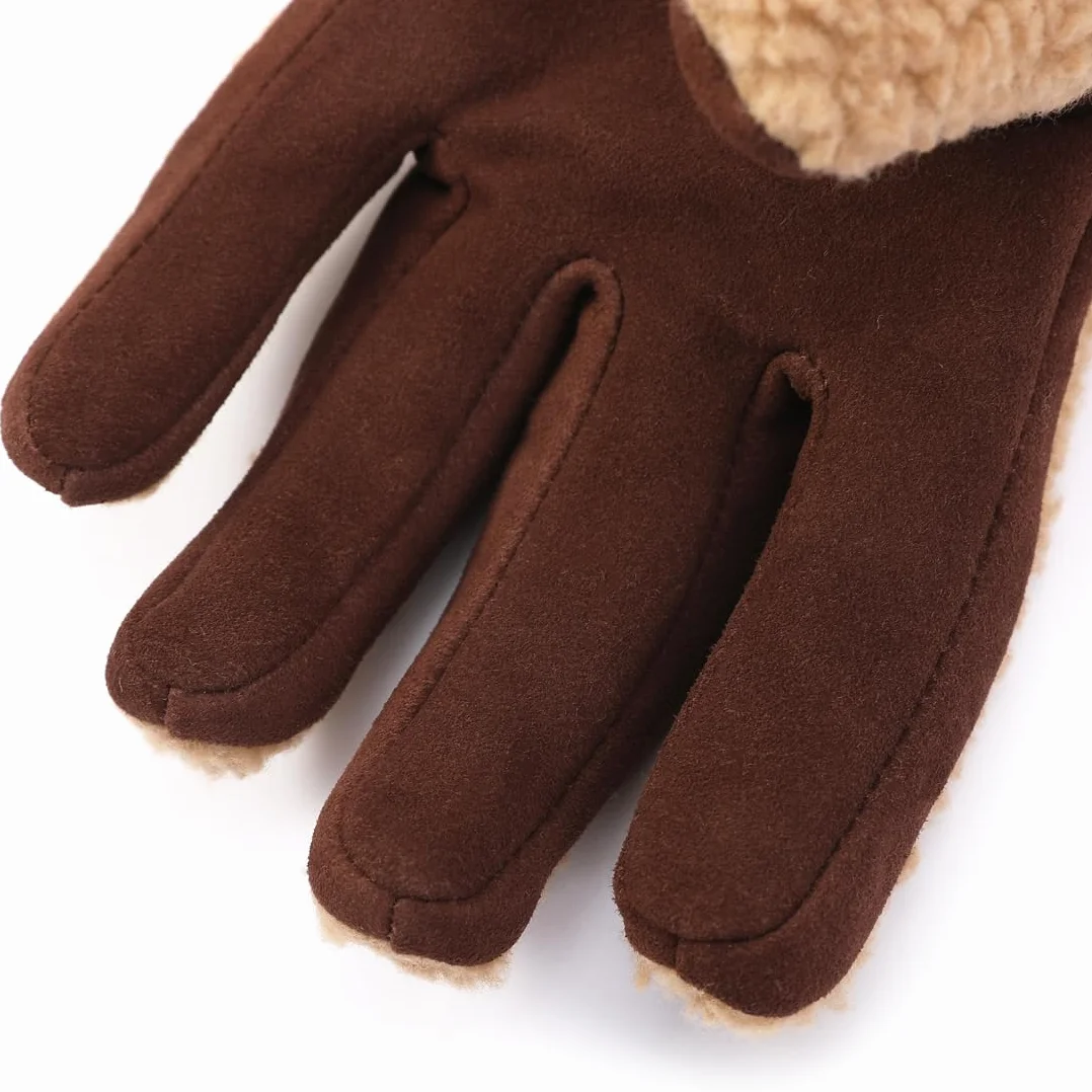 Guantes de invierno de cuero de piel de oveja gamuza para mujeres SL021EU