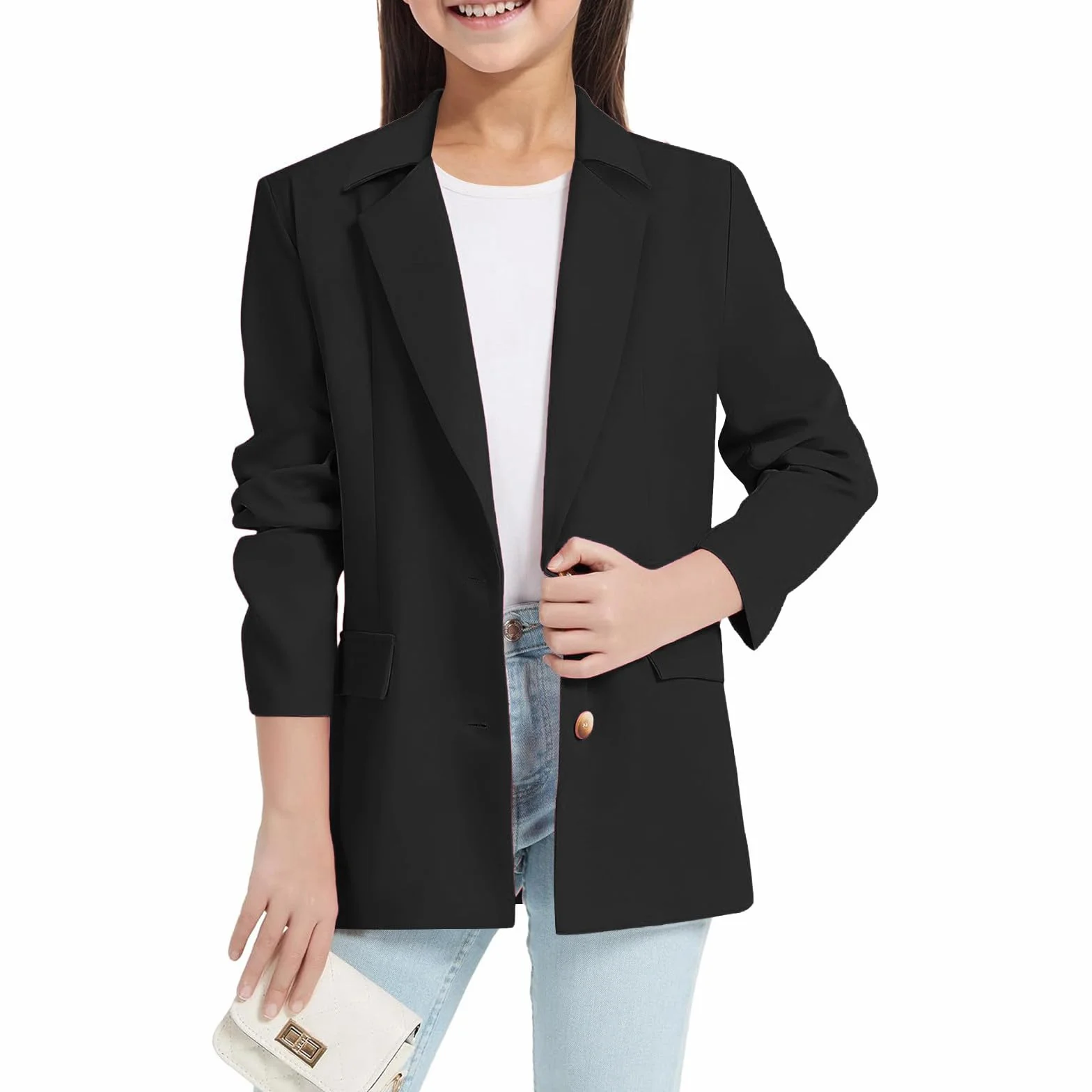 Blazer Niñas Chaqueta Manga Larga Cuello Solapa