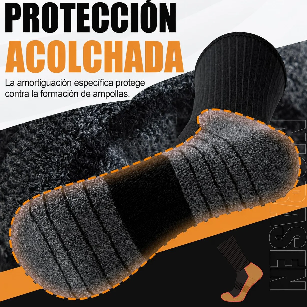 Niorasen Calcetines Hombre Mujer 6 Pares Algodón Transpirable Trekking Correr Amortiguación