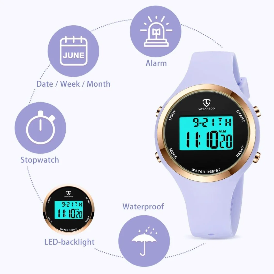 BEN NEVIS Reloj Digital para Niñas y Niños con Alarma, Luz LED, Cronómetro, Calendario, 12/24 Horas, Correa de Silicona