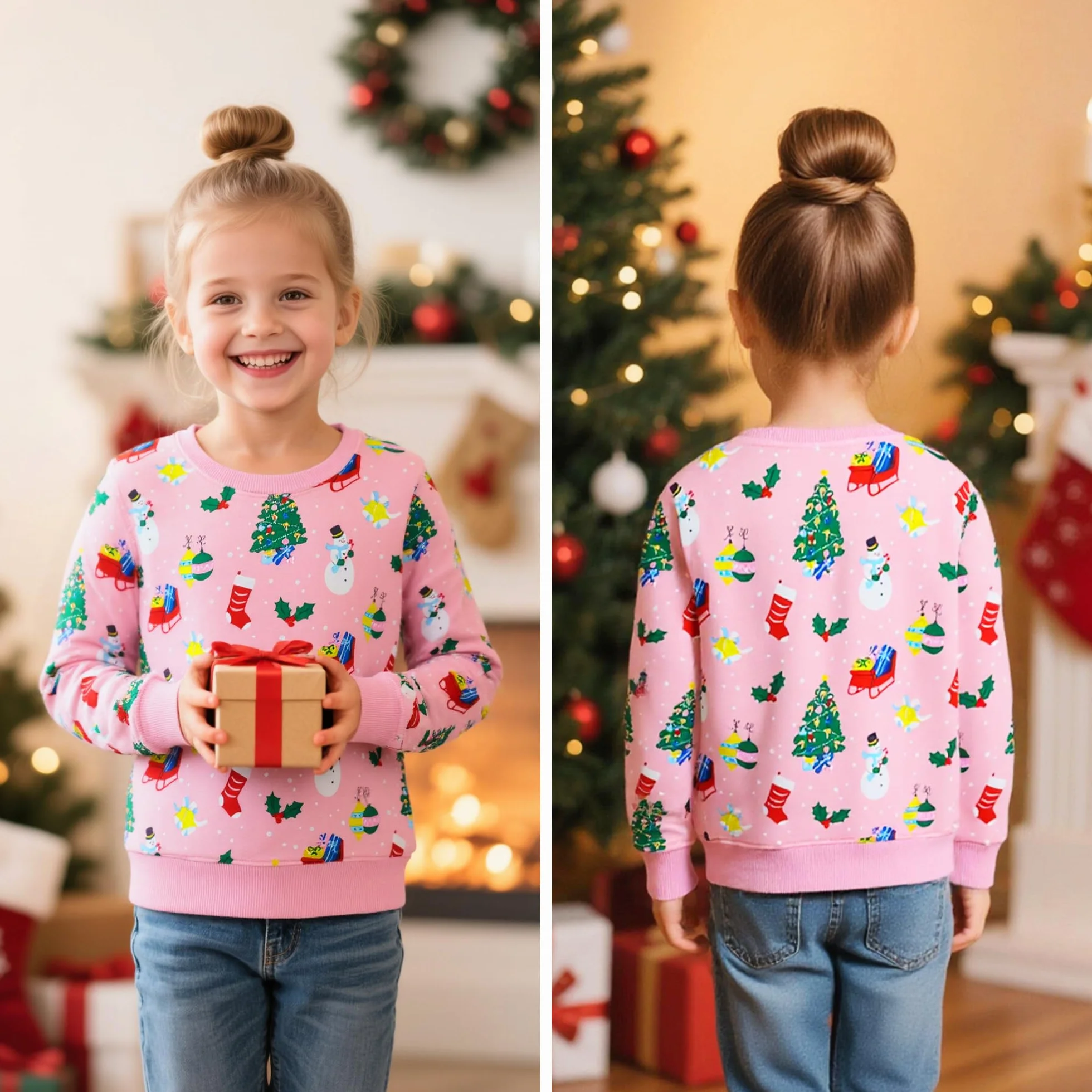 JinBei Camiseta Manga Larga Sudadera Cuello Redondo Unicornio Algodón Niña 2-7 años