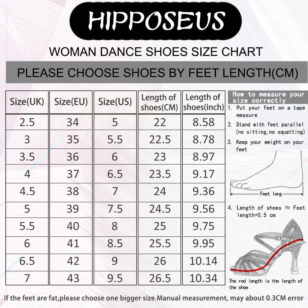 HIPPOSEUS Zapatos de Baile Latino para Mujer con Pedrería Moderna Salsa y Bachata L380