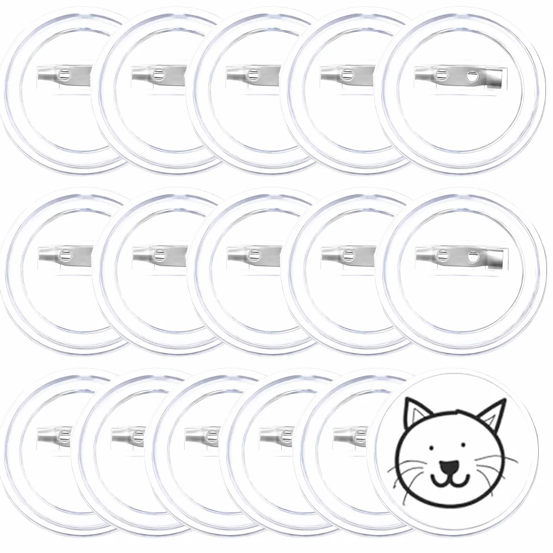 Chapas Personalizadas Transparentes 58mm con Alfiler, Chapas Plásticas Redondas para Bricolaje Niños