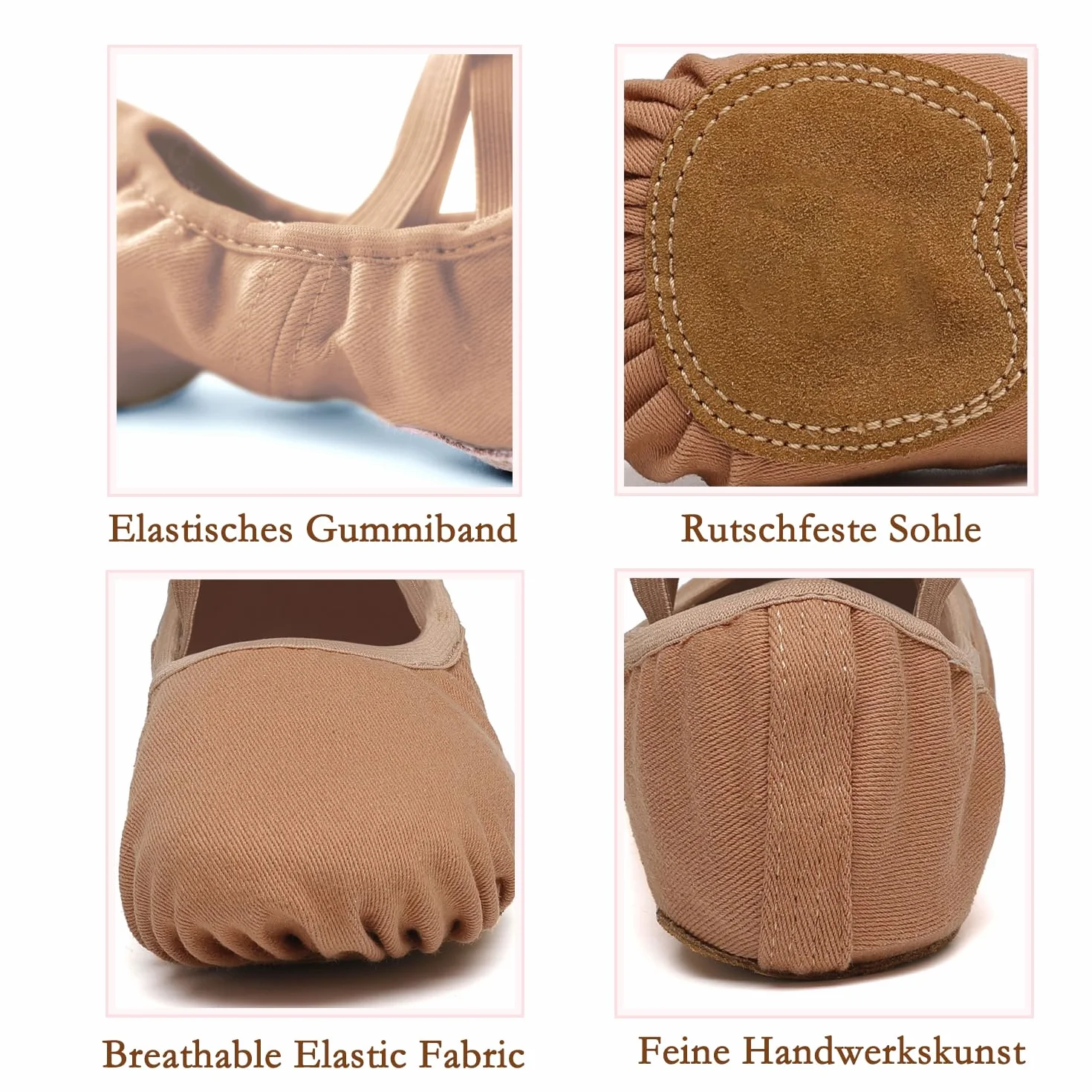 Uniuni Zapatillas Ballet Niña Elástica Zapatos Ballet Suela Cuero Dividido