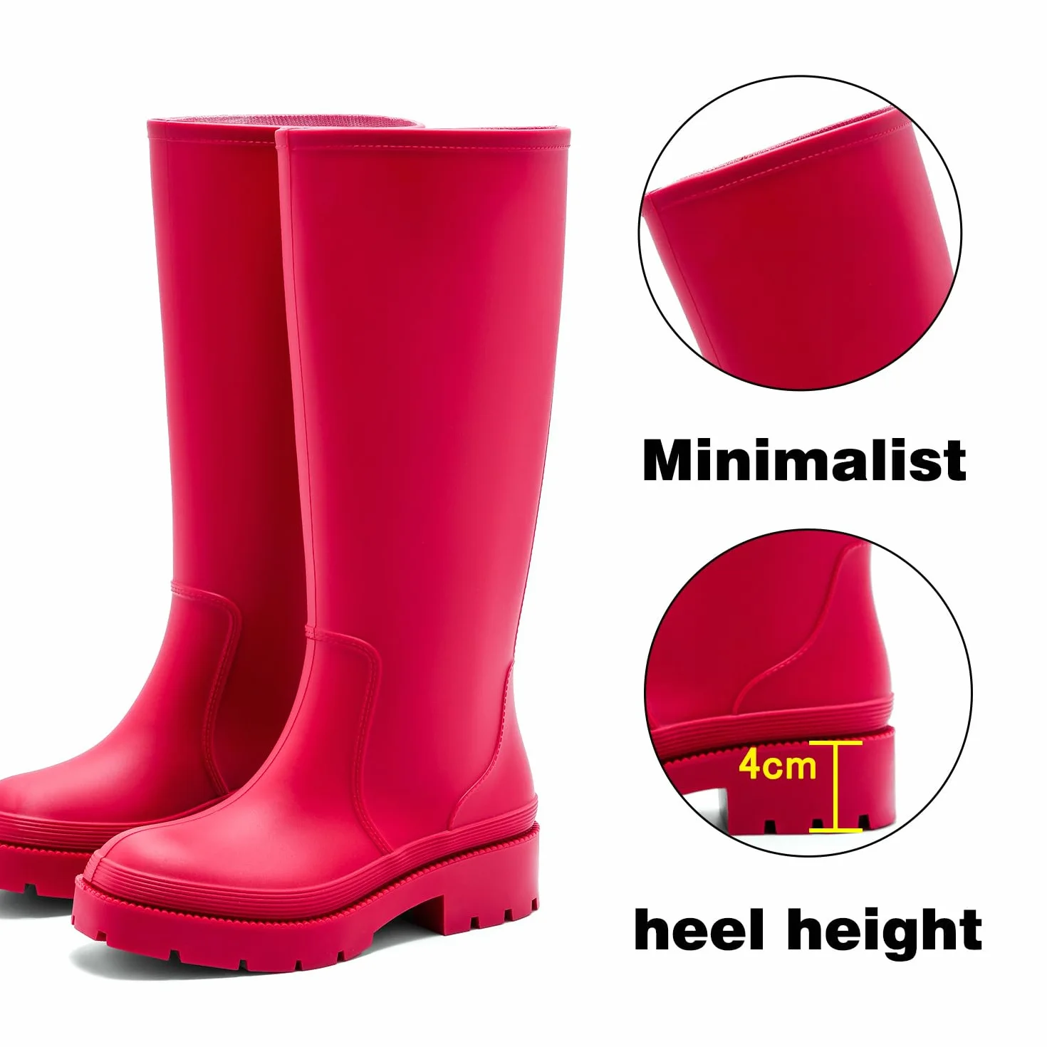 Lvptsh Botas de Agua Mujer Altas Caucho Impermeable Zapatos de Lluvia Wellington Antideslizante