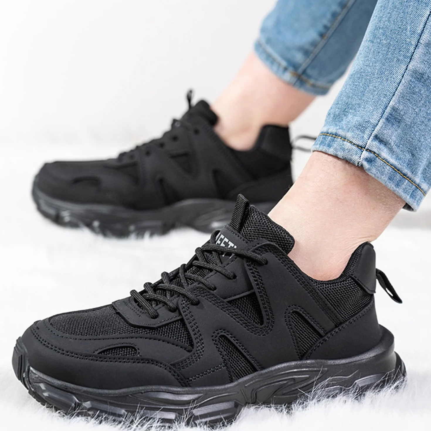 Zapatillas de seguridad mujer puntera acero antideslizantes a prueba de pinchazos tallas 36-40