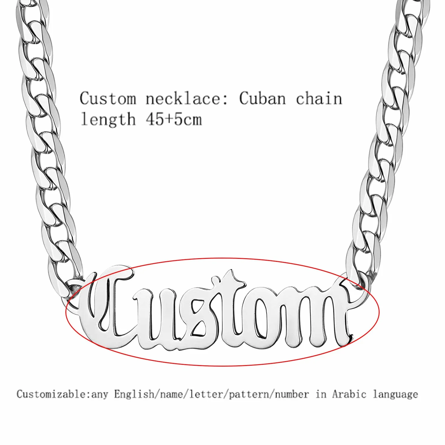 Collar Personalizado Cadena Cubana Acero Inoxidable Nombre Grabado Regalo
