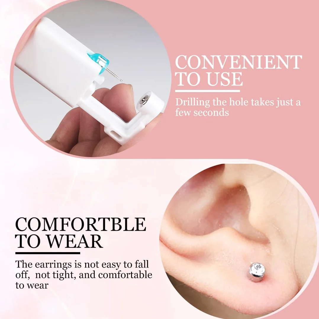 Pistola Piercing Desechables Perforar Orejas Acero Inoxidable Sin Dolor Seguro Estéril 10 Piezas