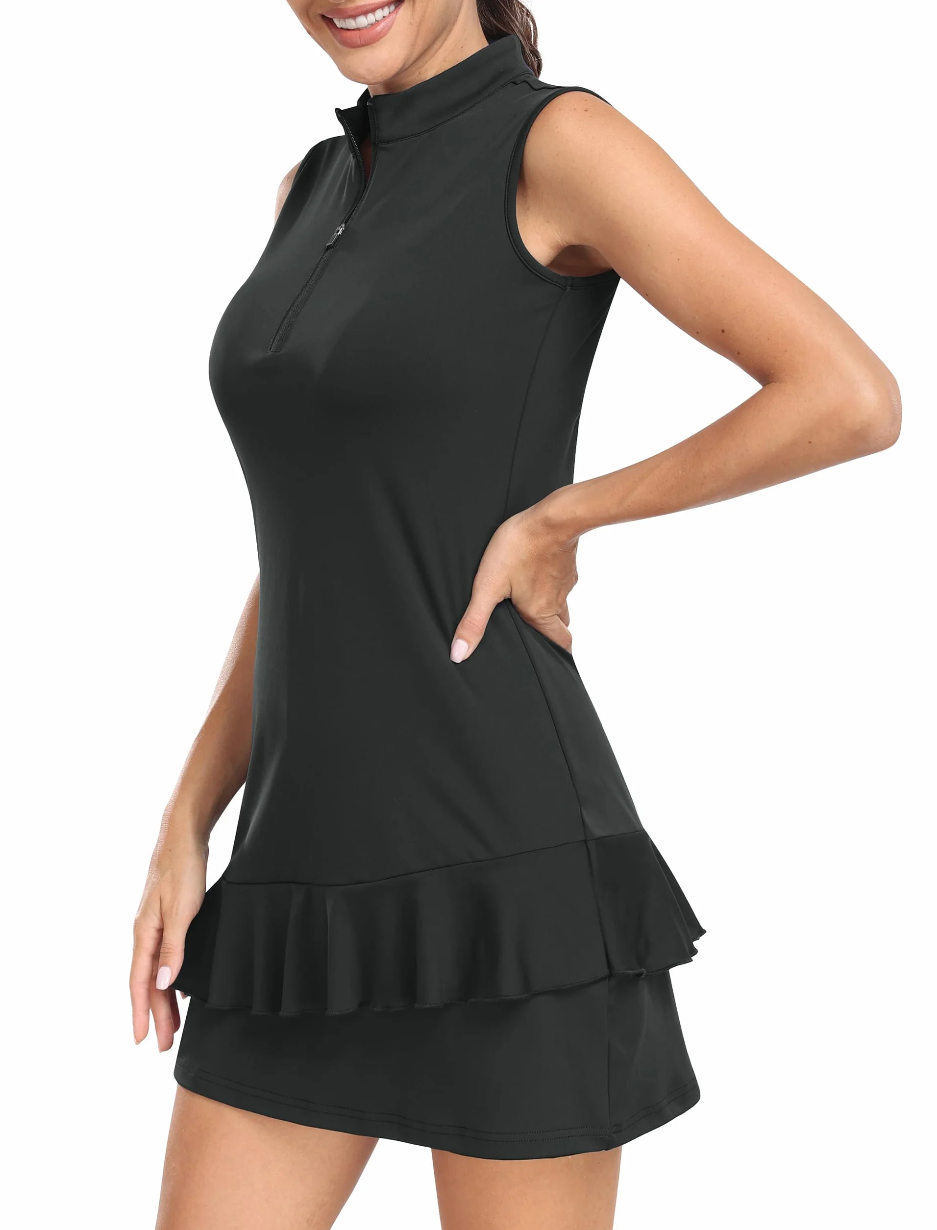 MoFiz Vestido Golf Tennis Mujer Sin Mangas Deportivo con Pantalones Cortos