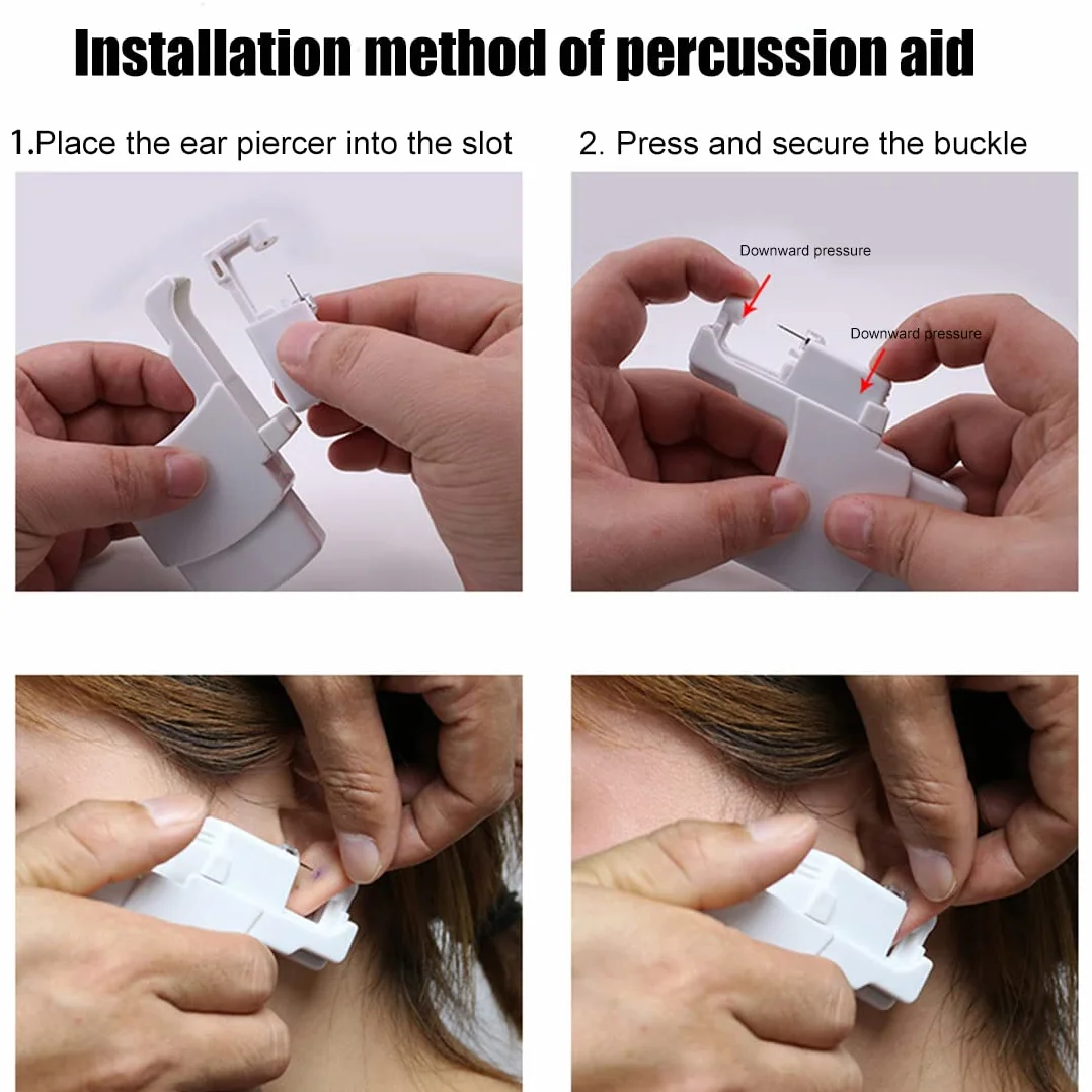 Pistolas Desechables para Piercing de Oreja Blanco Kit de Perforación sin Dolor Portátil