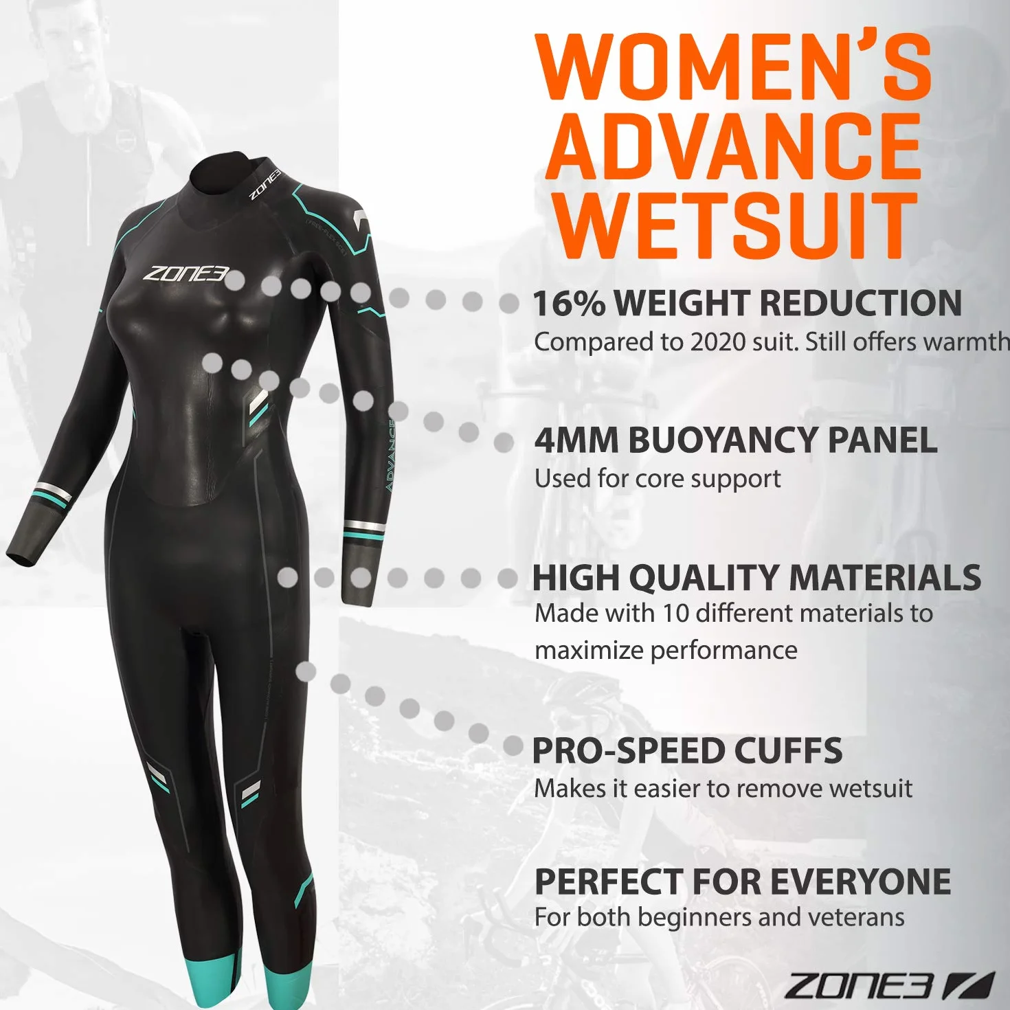 ZONE3 Advance Traje de Neopreno Mujer Triatlón Surf Kayak Deportes Acuáticos