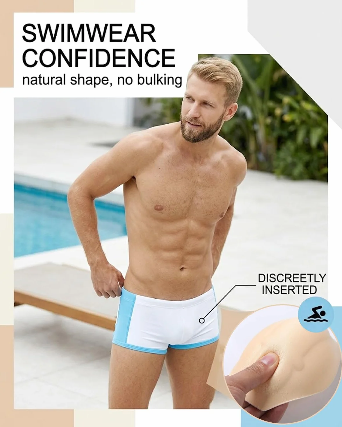 Bañador Relleno para Hombres Almohadillas de Natación Calzoncillos con Relleno Surf Fitness Entrenamiento