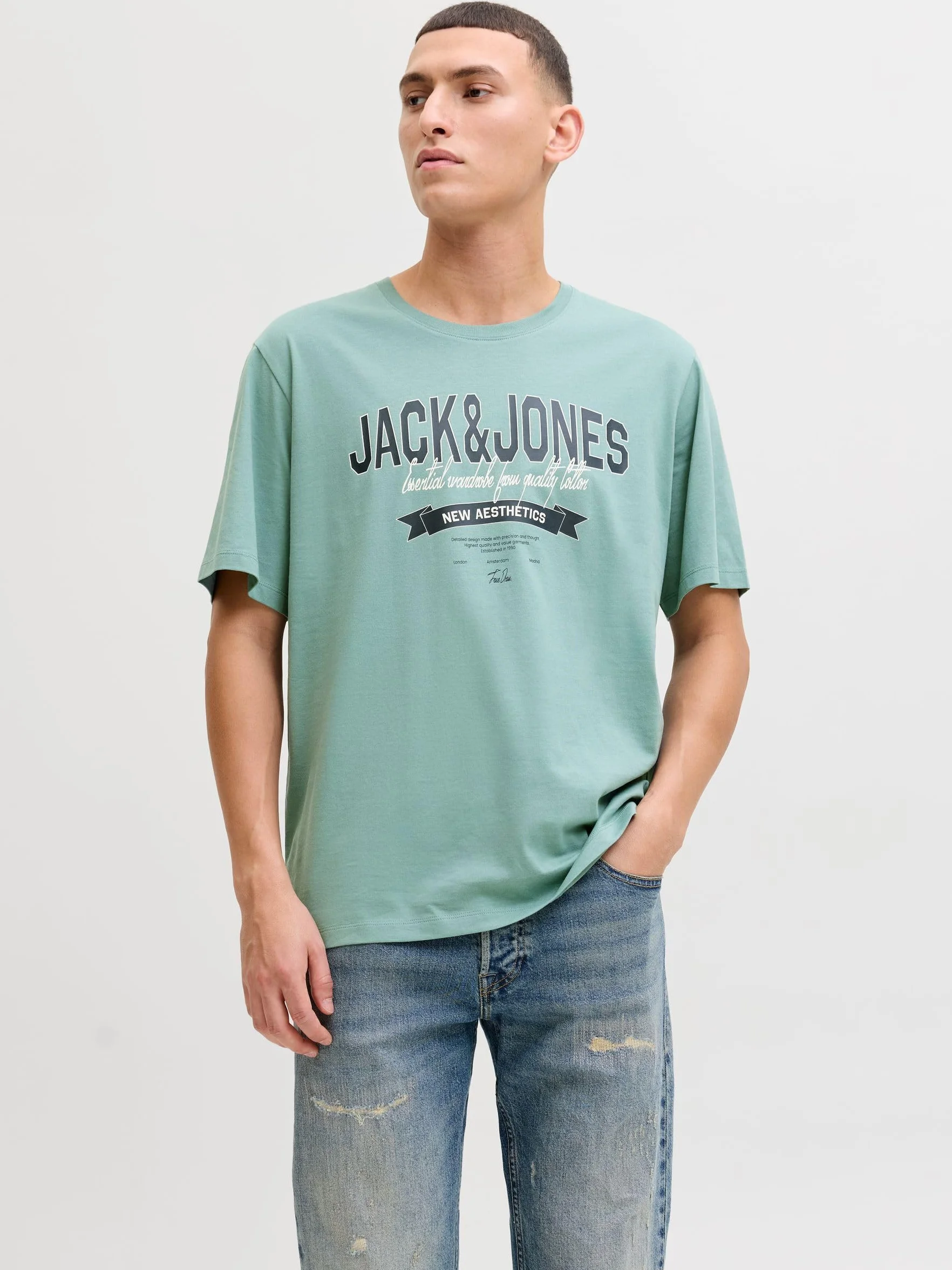 JACK & JONES Jjelogo tee SS O-Neck 2 Col Ss26 Sn Hombre (Pack de 1)