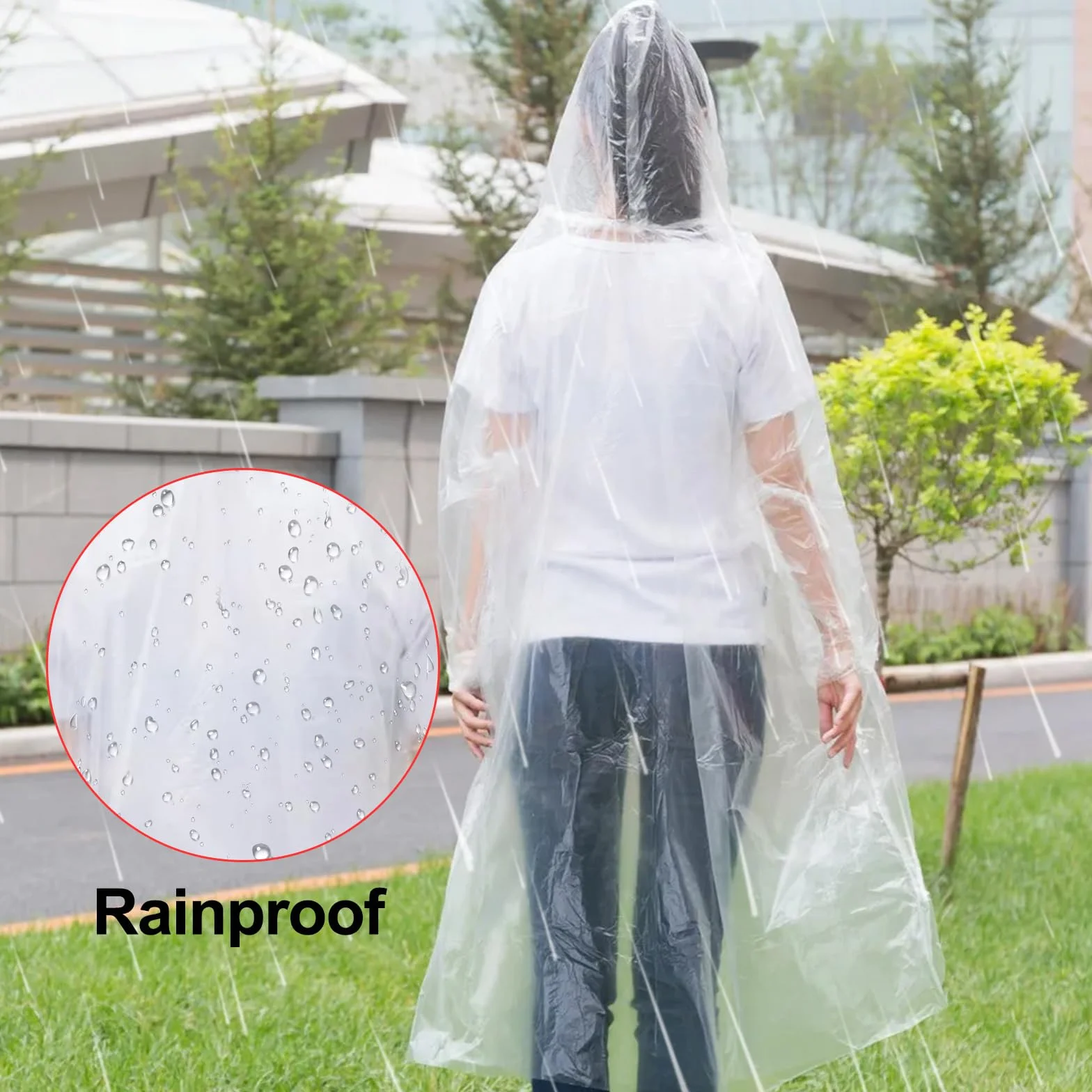Poncho Impermeable Traxenta 10 Piezas Capa Lluvia Portátil Senderismo Unisex Adulto Ligero Plegable Transparente