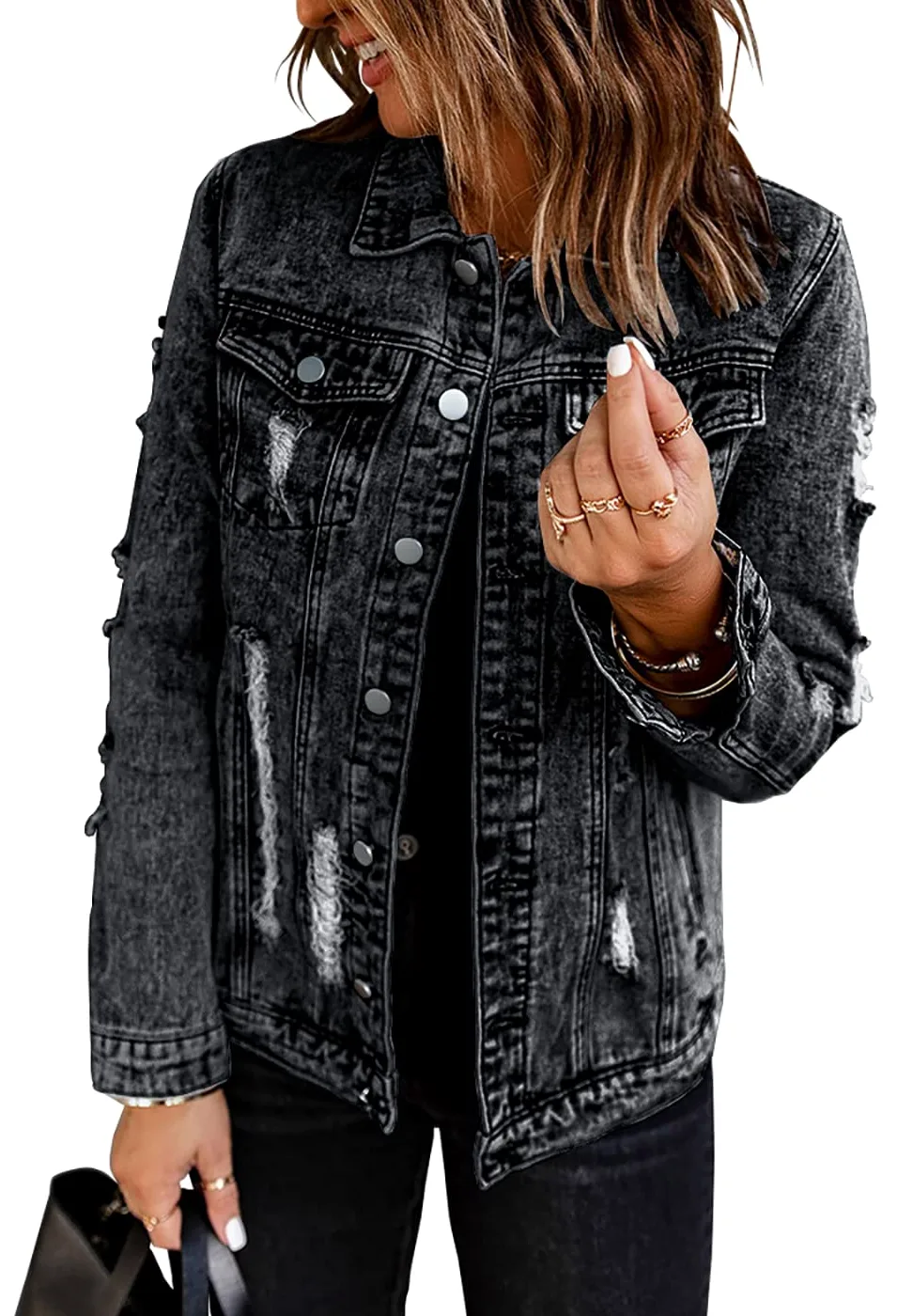 Necooer Blusa informal de gasa para mujer, cuello en V, manga corta, holgada, tops