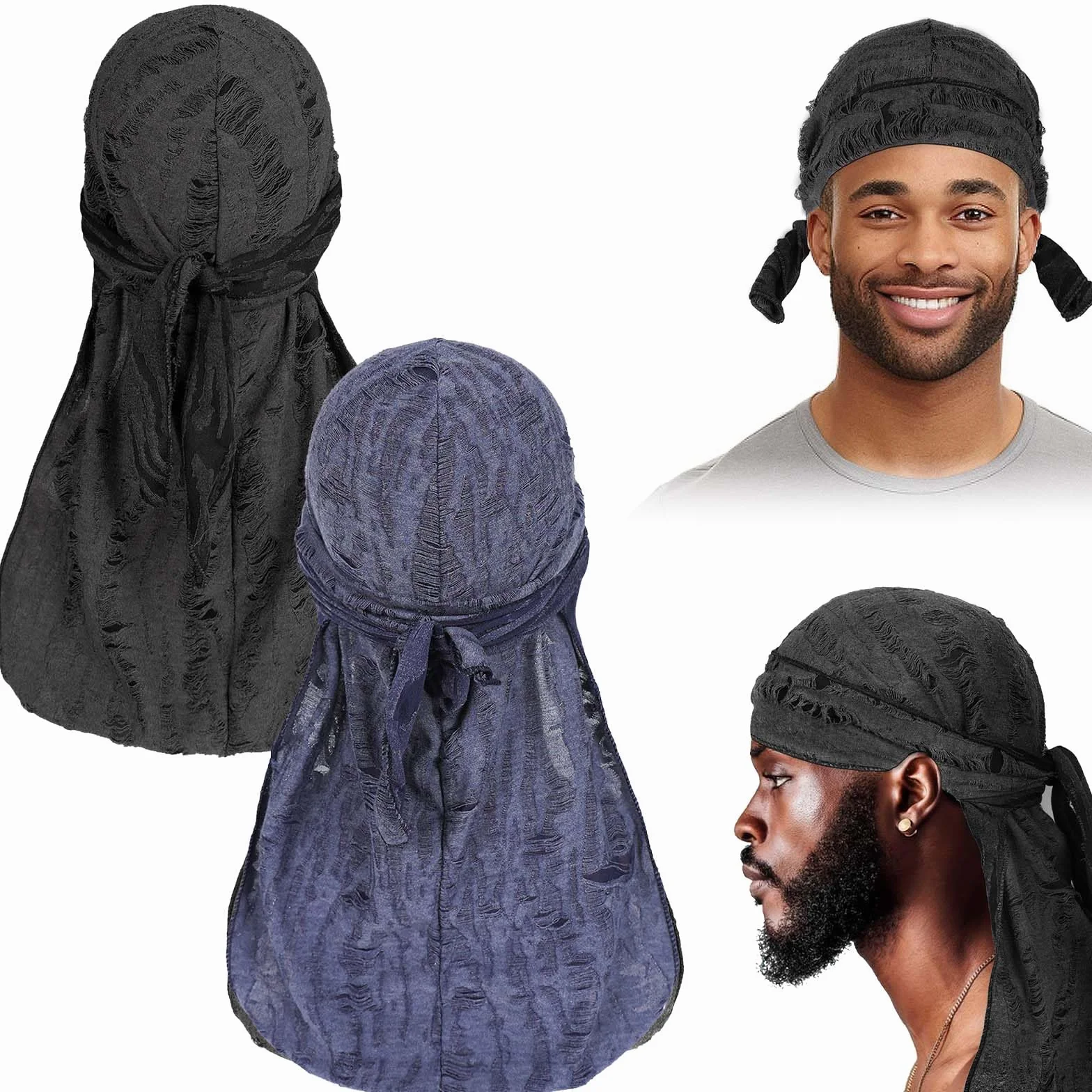 2 Piezas Bandana, Gorro Bandanas Piratas, Durag Sombreros, Elástica, Transpirable, Pañuelos Cabeza para Hombres y Mujeres Decoración Diaria de Hip-Hop