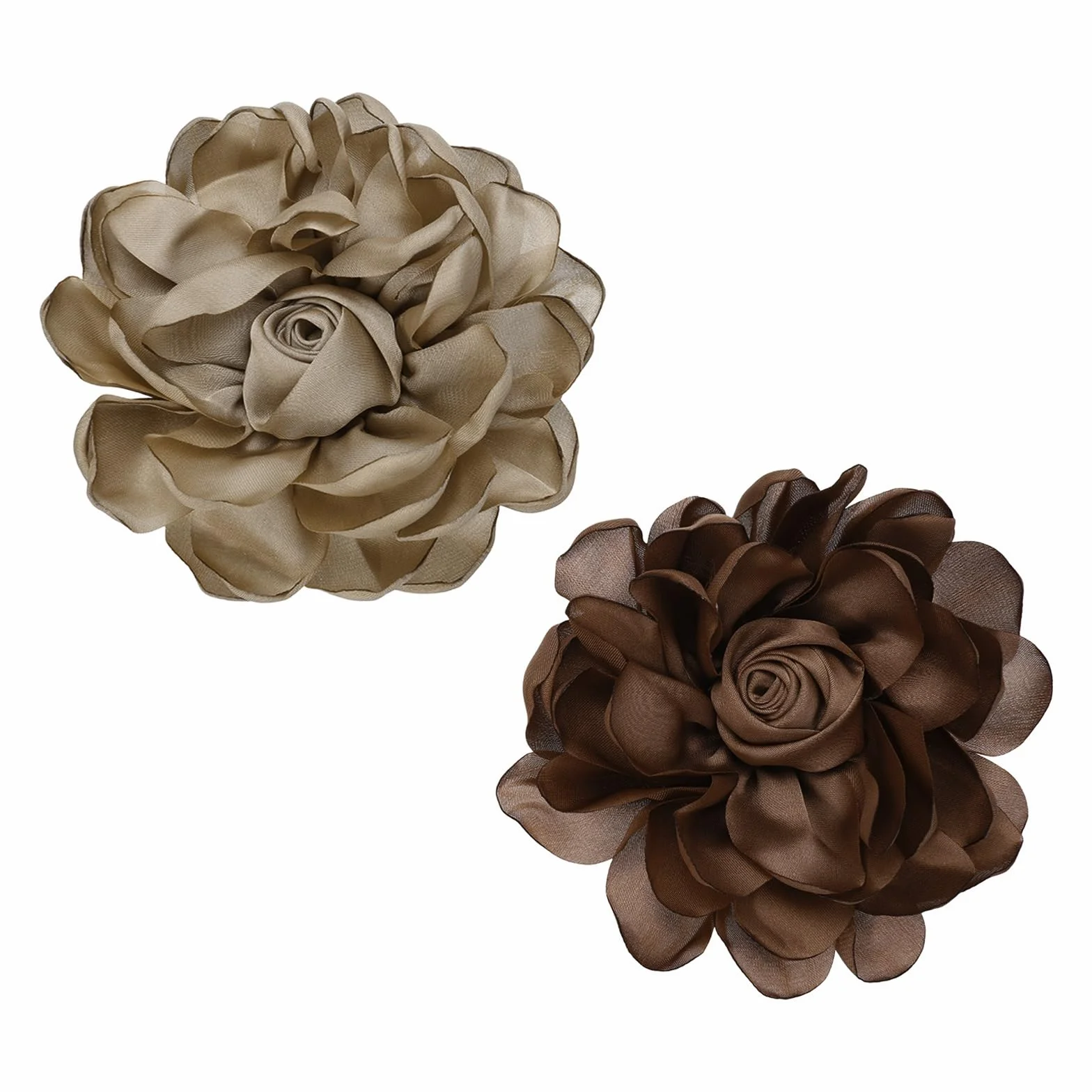 PATIKIL Broches Grandes De Flores De Tela, 2 Piezas Flores De Rosa De Satén Para Mujeres Ropa De Boda, Marrón