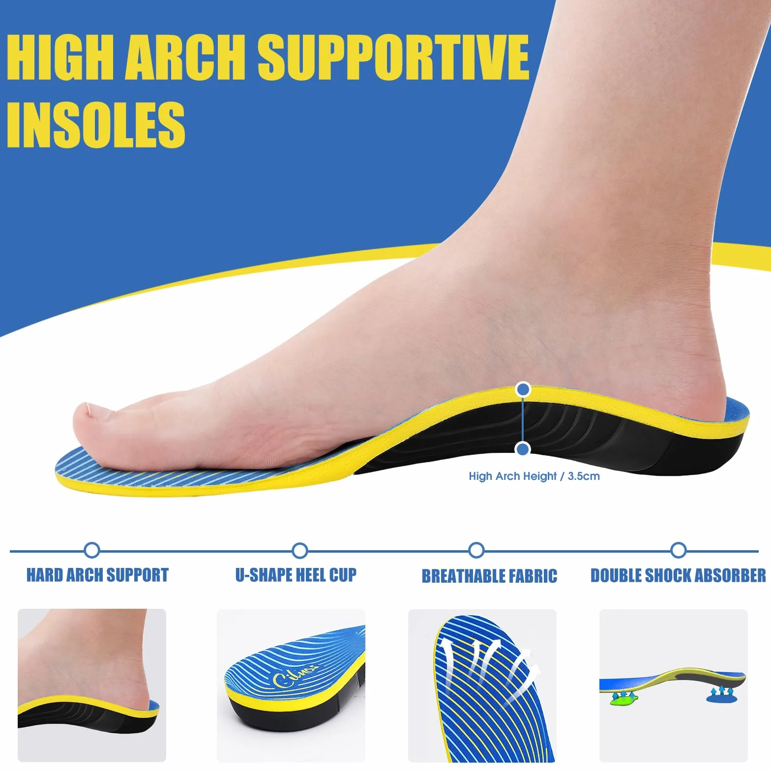 Plantillas Ortopédicas Gel para Fascitis Plantar, Hombre y Mujer, Pies Planos