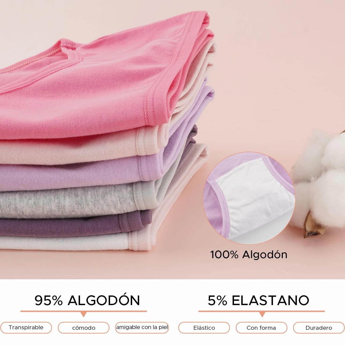 INNERSY Braguitas Niña Algodón Pack 6 - Cómodas y Suaves para Adolescente 8-16 Años