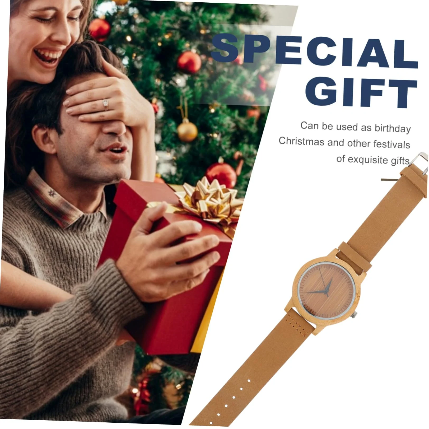 Reloj de Madera de Bambú Movimiento de Cuarzo, Diseño Elegante y Sencillo para Hombres y Mujeres, Adecuado para Cumpleaños y Actividades al Aire Libre