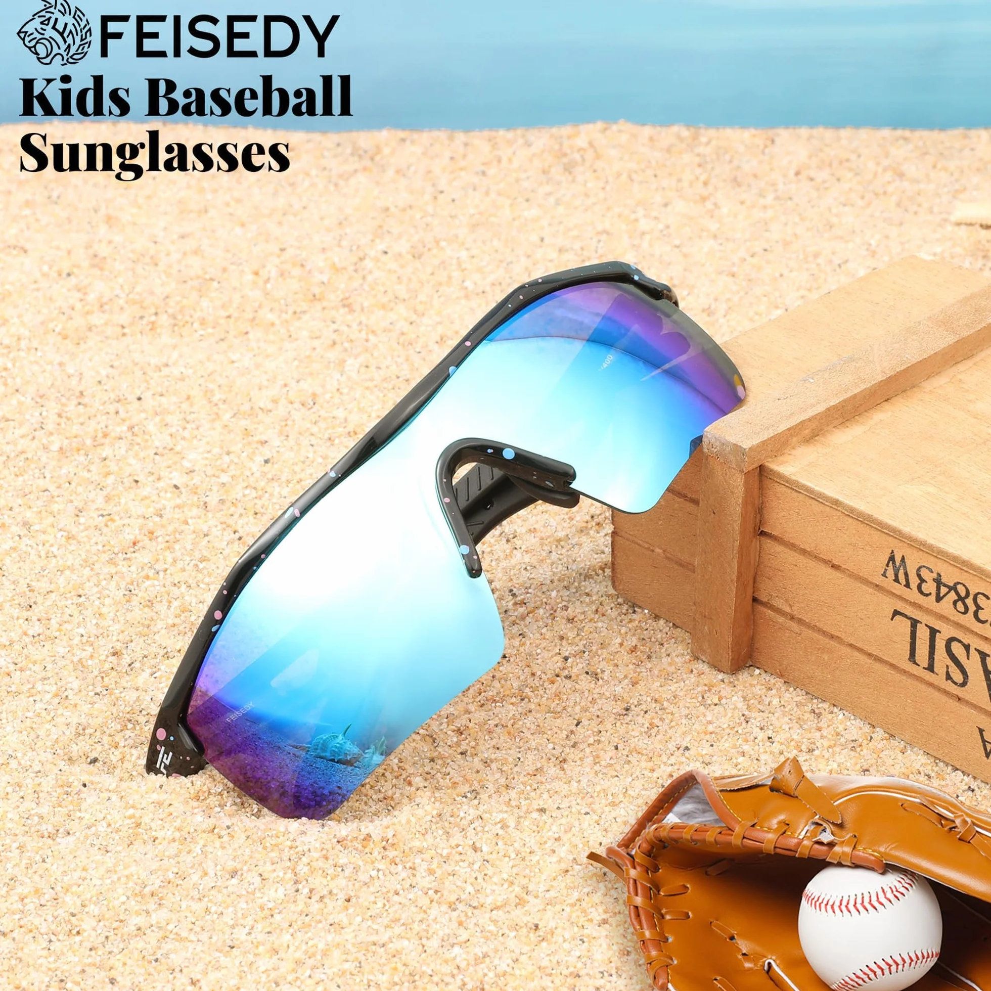 Gafas de sol polarizadas TR90 para niños adolescentes ciclismo FEISEDY