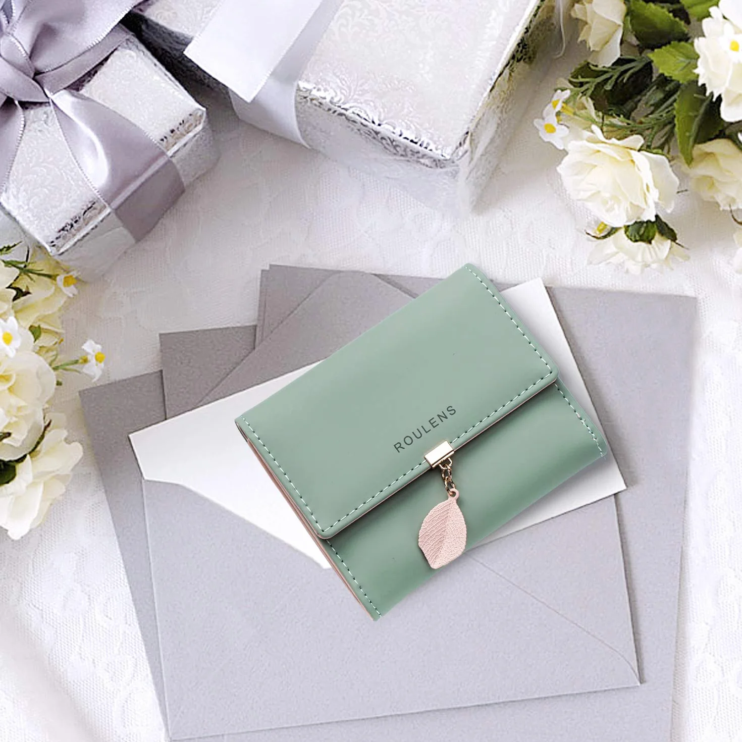 Cartera de Cuero PU para Mujer Monedero Largo con Cremallera