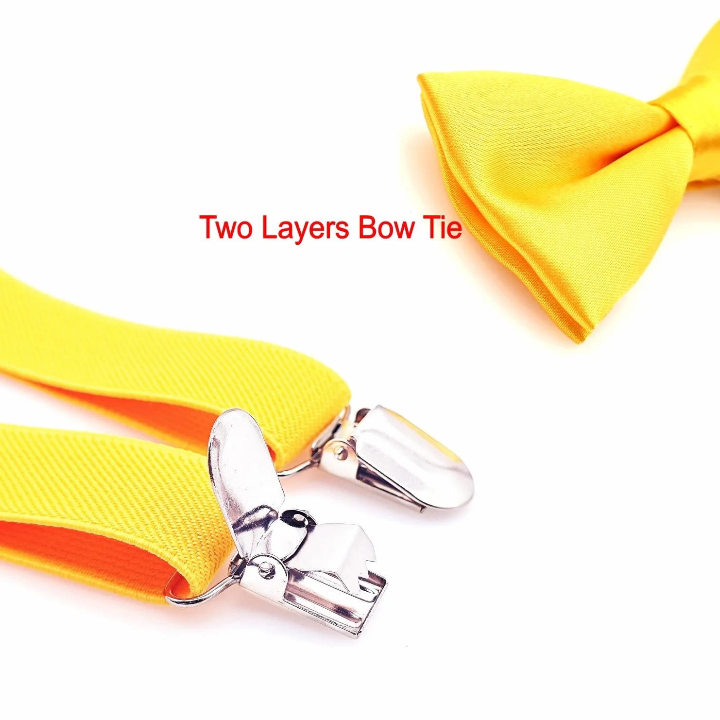 Juego de pajarita y tirantes amarillos para niños, ajustables, bodas, fiestas, disfraces