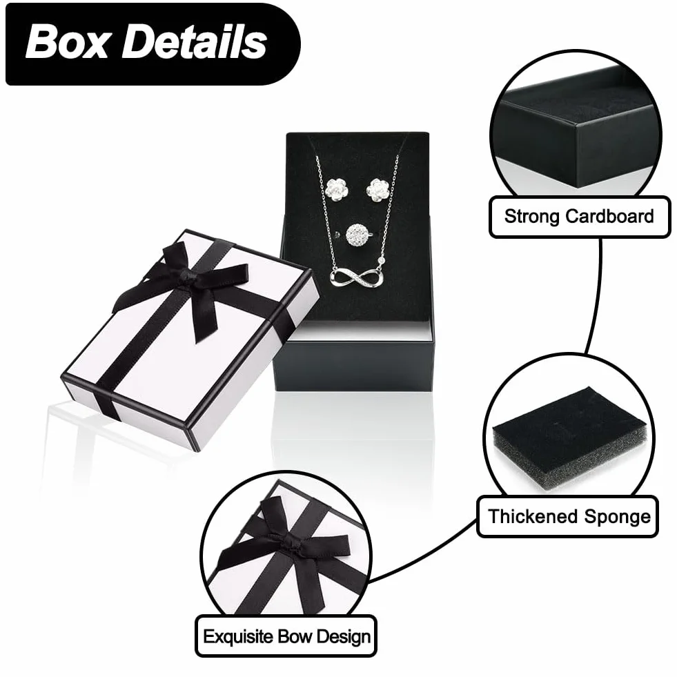 Aucuu Caja de Regalo Joyería 9x7x3cm con Lazo para Collar Pendientes Cumpleaños Boda
