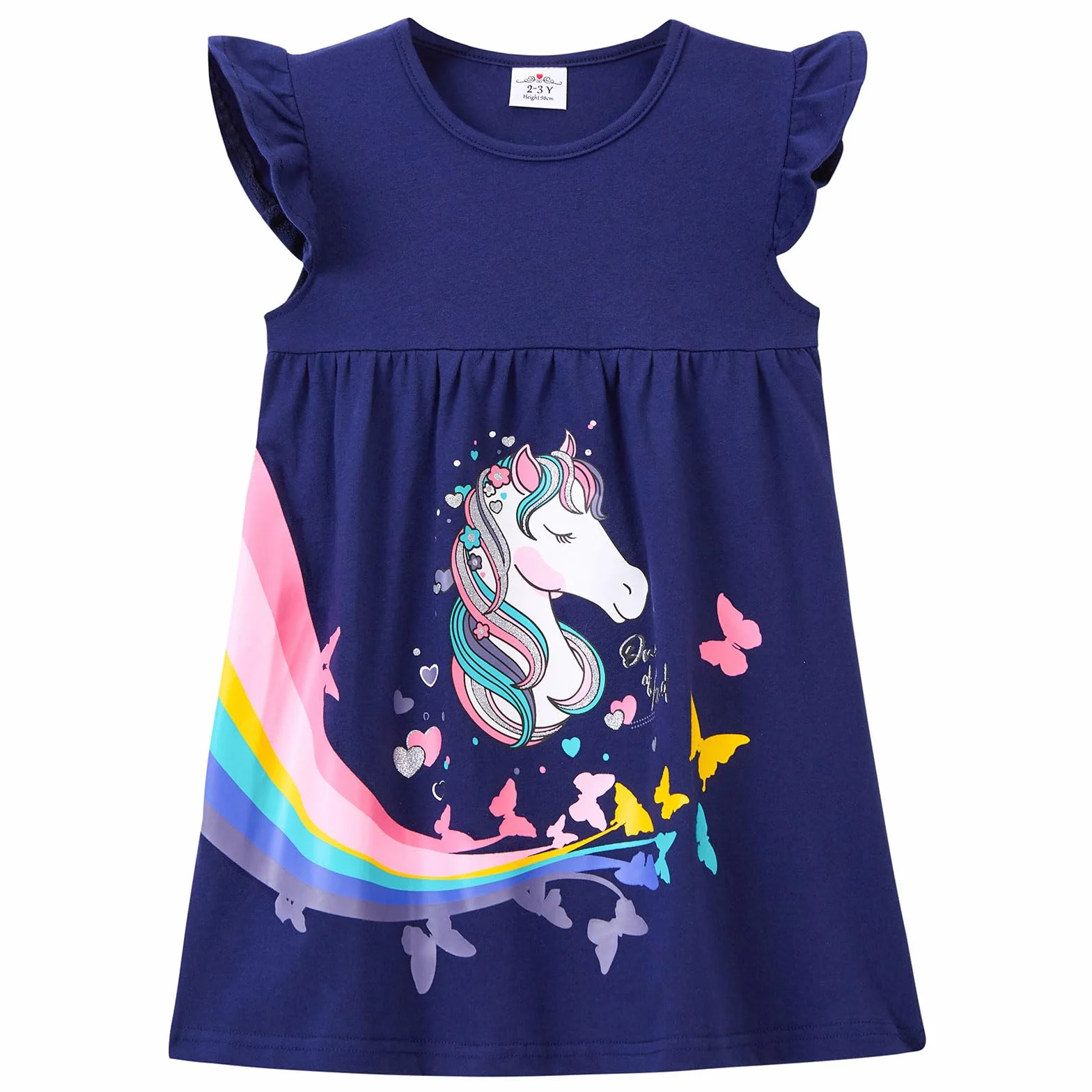VIKITA Vestido Manga Larga Algodón Princesa Niñas 2-8 años