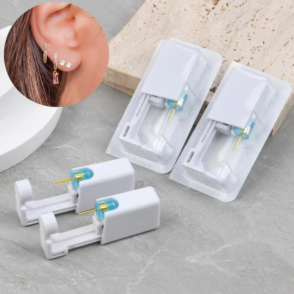 Aucuu Pistolas Desechables para Perforar Orejas, Herramienta Autoperforante Indolora con Pendientes de Acero Inoxidable