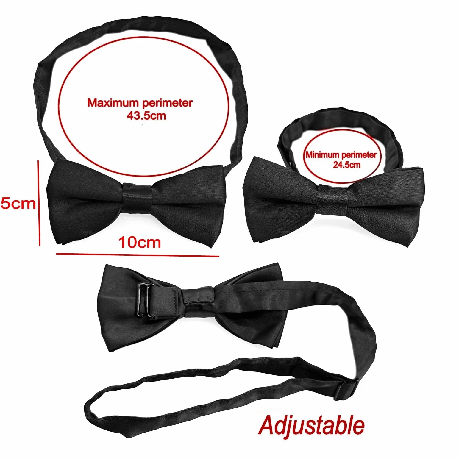 JZK Juego de pajarita y tirantes negros para niños 135 cm ajustables en forma de Y