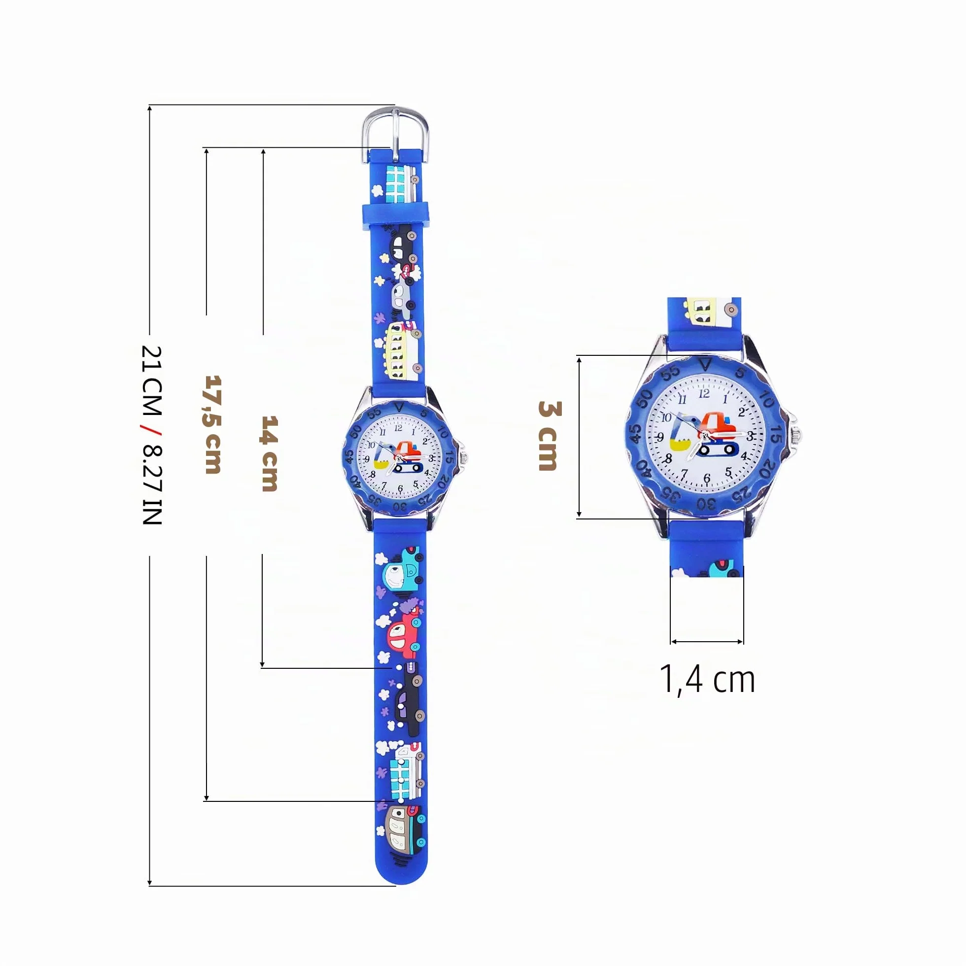 Reloj de Pulsera Analógico Cuarzo para Niño Niña 3-10 Años Cute 3D Cartoon Correa Silicona