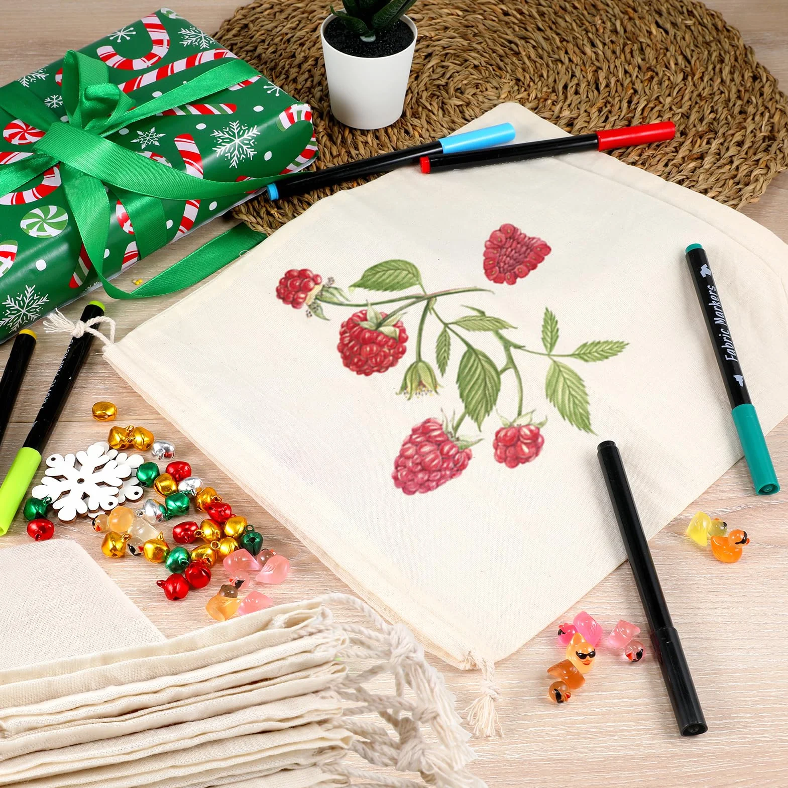 20 bolsas de algodón – 25 x 30 cm de algodón pequeñas bolsas con cordón para joyas, regalos y manualidades DlY