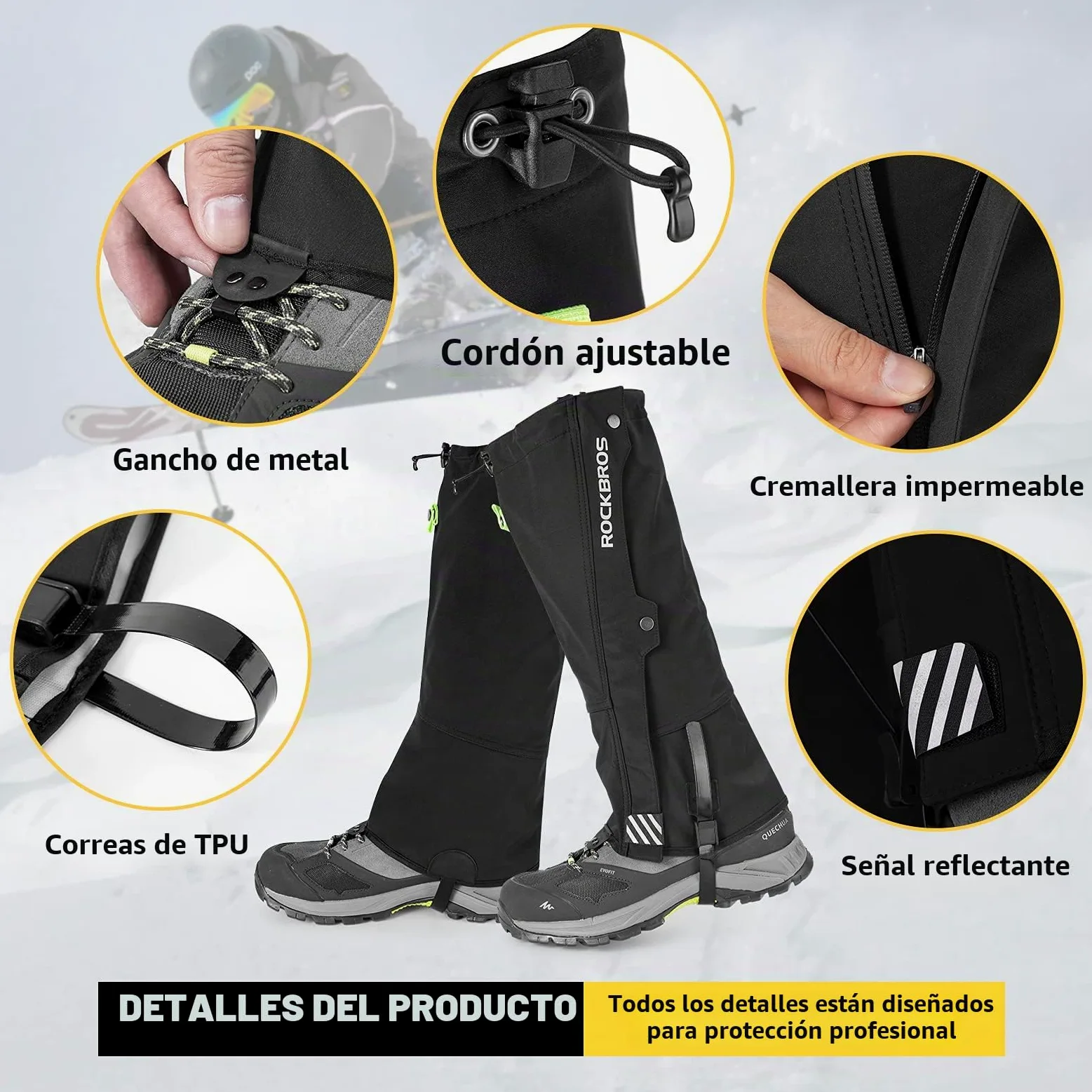 ROCKBROS Polanias Impermeable Polanias Nieve para Piernas a Prueba de Polvo Lluvia Polanias de Senderismo para Escalada Caza Esquí Deporte al Aire Libre,Unisex