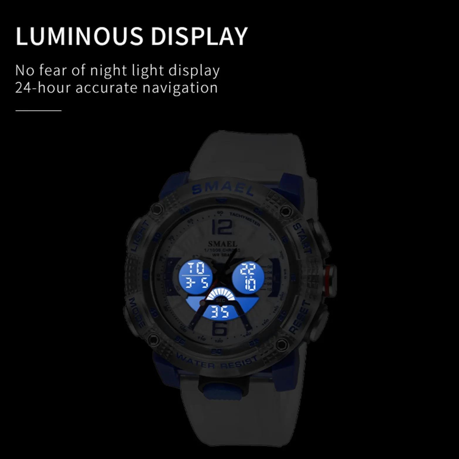 MASTOP Relojes de esfera grande para hombre, 5 ATM, para deportes al aire libre, militar, digital, transparente, multifunción, resistente al agua, con alarma, cronómetro, LED, resistente, para