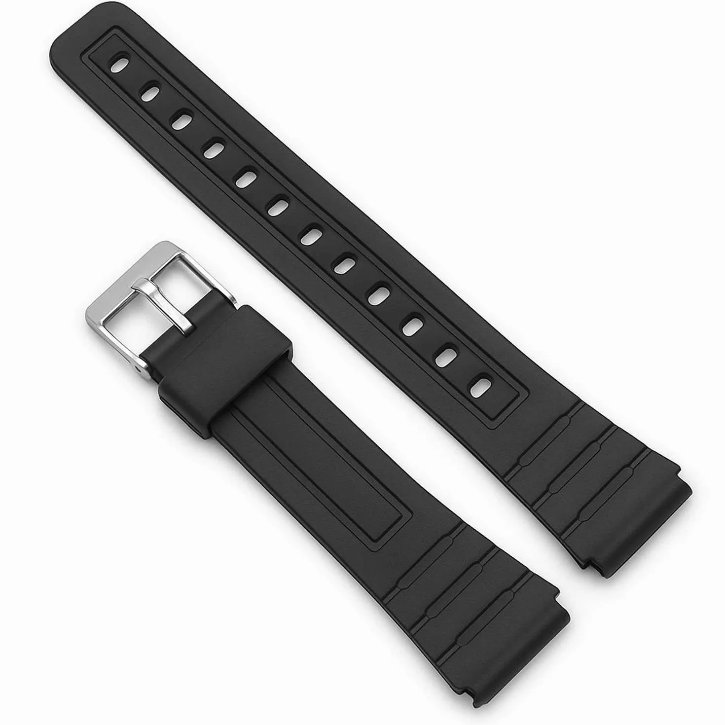 Repuesto Correa de Silicona Pasadores Metal Compatible con Reloj Casio F91W Negro