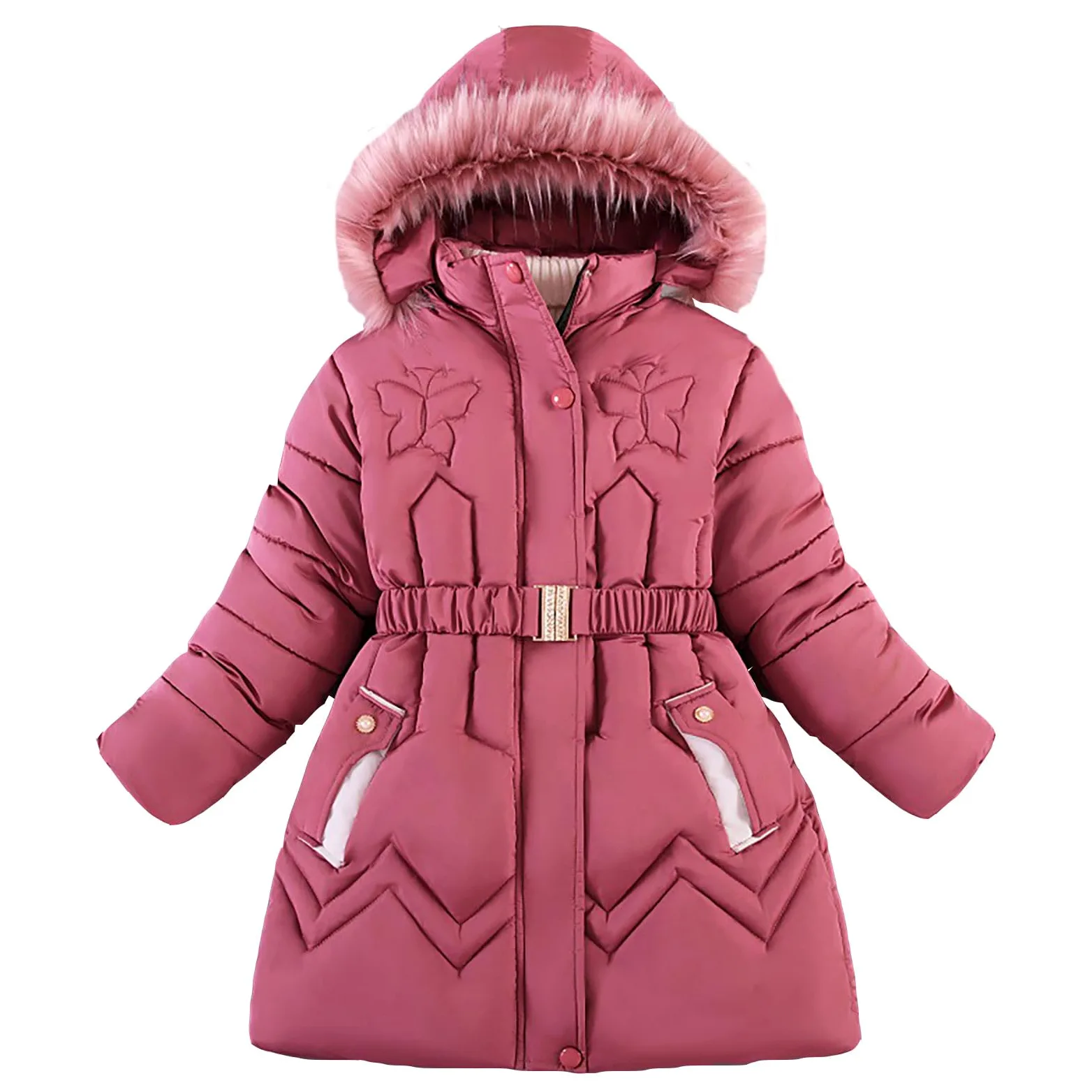 Genérico Chaqueta Bebe Niña Invierno - Abrigo Acolchado con Capucha para Niña De Invierno Y Primavera Chaqueta con Diseño De Parches