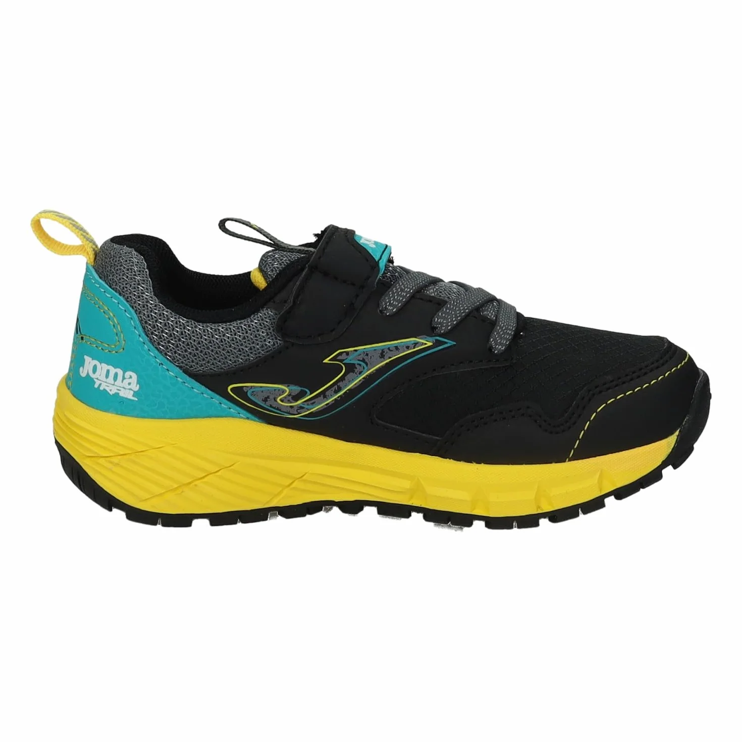 Joma JTUNS2501V Zapatillas Trail niño Tundra Cierre Adhesivo Cordones elásticos Negro Amarillo