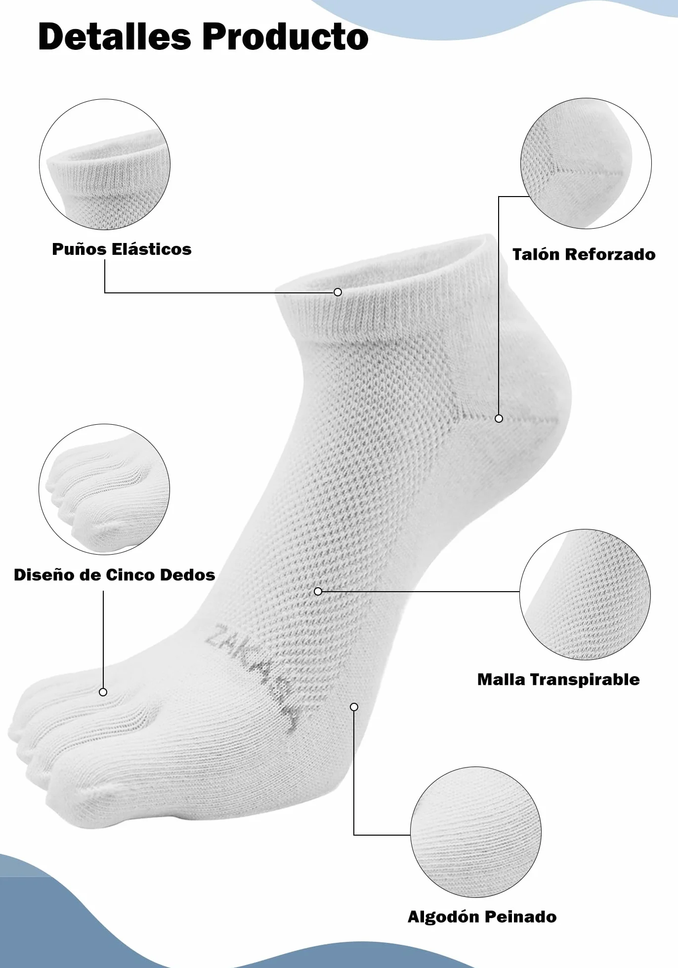 Calcetines con Dedos Deporte Hombre: Calcetines 5 Dedos de Pies Separados Algodón Transpirable para Correr