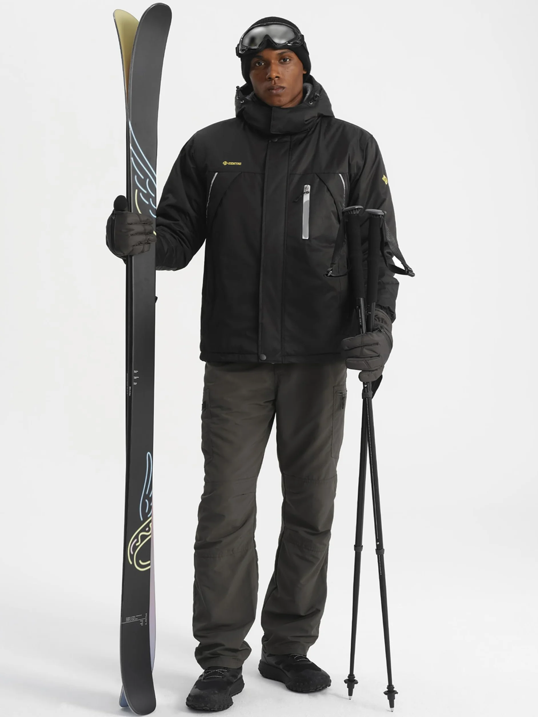 GEMYSE Chaqueta de Esquí Impermeable Hombre Abrigo Invierno Antiviento Capucha