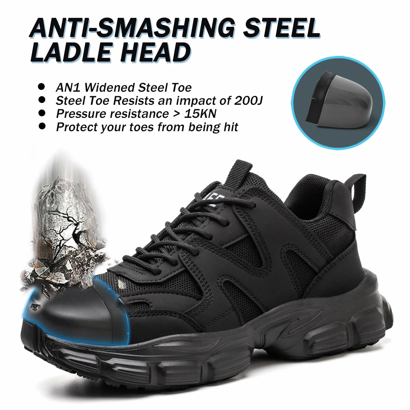 Zapatillas de seguridad mujer puntera acero antideslizantes a prueba de pinchazos tallas 36-40