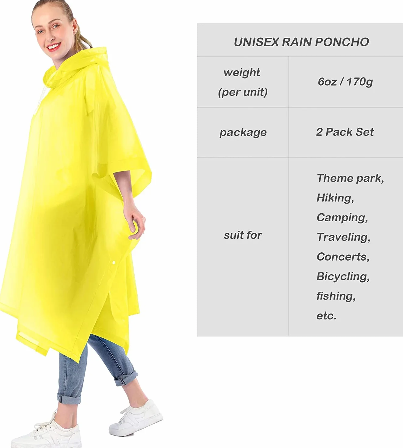 Poncho de Lluvia 2 Piezas Impermeable Transpirable Chaqueta Unisex para Camping Senderismo Pesca