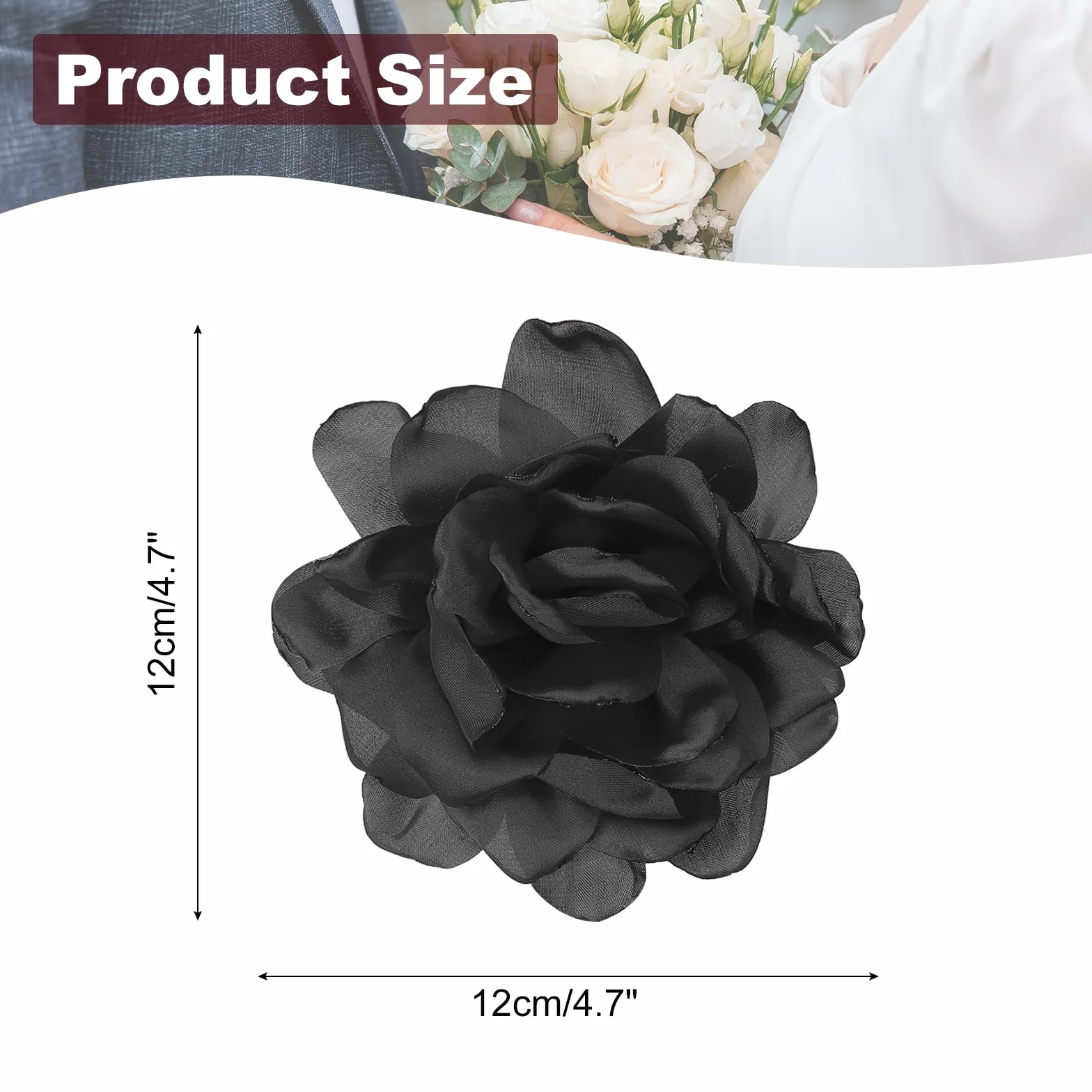 PATIKIL Flor Broche de Seda Satén Peonía Pinza de Pelo Clip Grande Solapa Accesorio para Mujer Boda Fiesta