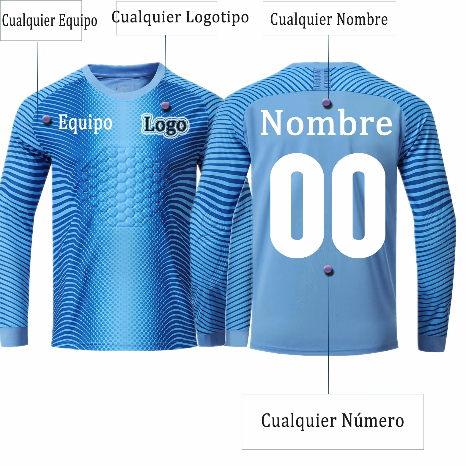 Camiseta de Portero Manga Larga Personalizable con Nombre y Número