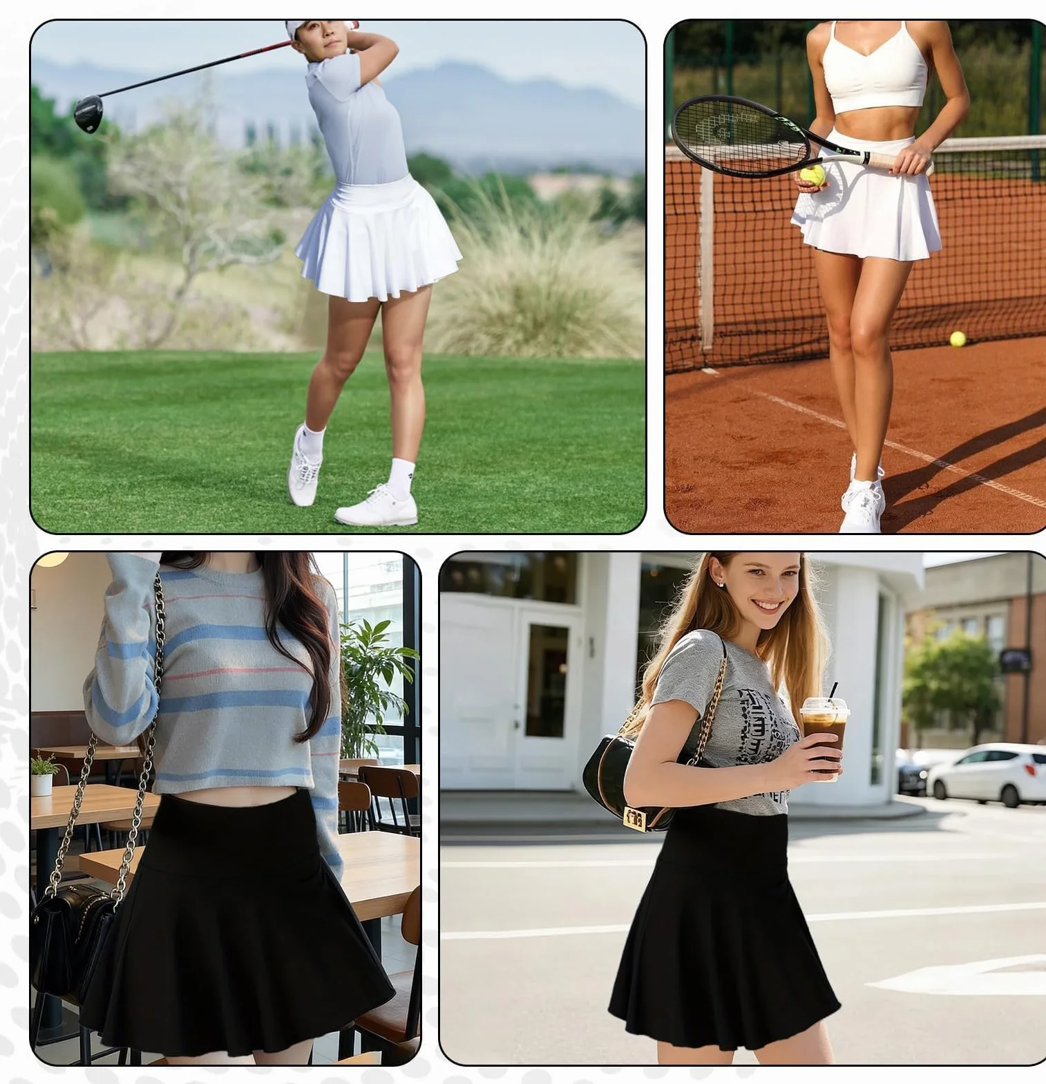 Falda Pantalon Mujer Deporte 2 Pcs Padel Negro Blanco Talla M